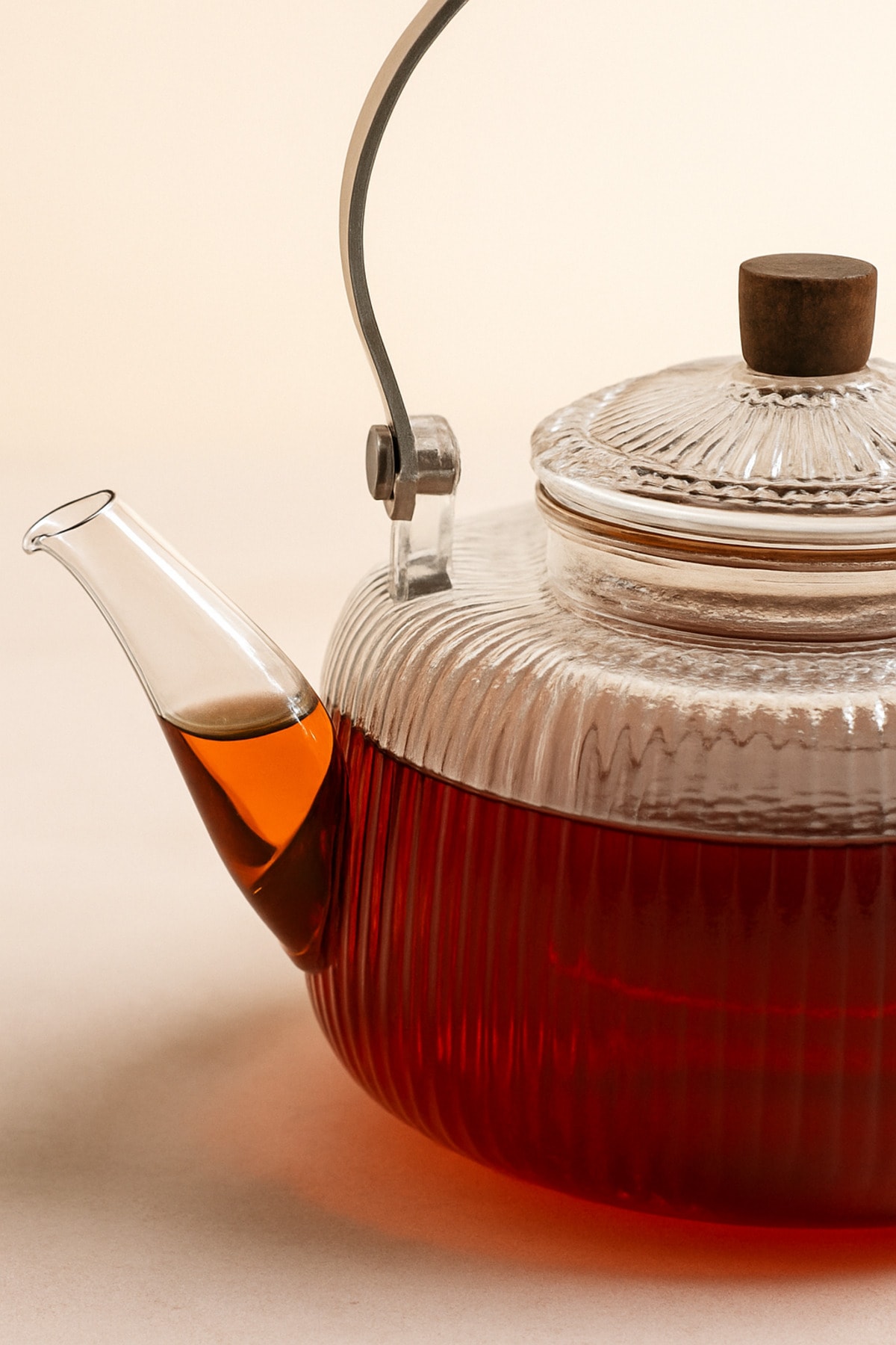 Isıya Dayanıklı Cam Demlik 1000 ml – Akasya Saplı Süzgeçli Çay Demliği