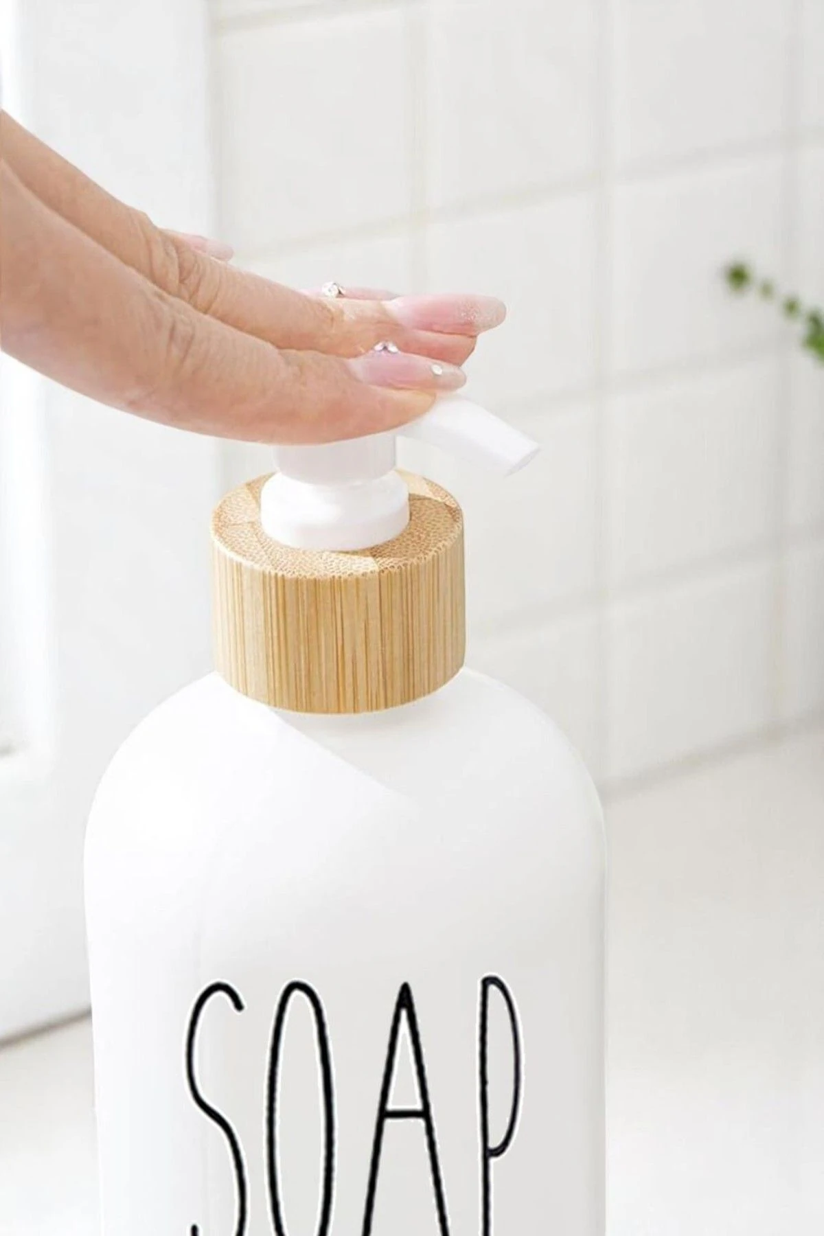 Cam Sıvı Sabunluk 500 ml Beyaz Banyo ve Mutfak Sabun Şişesi