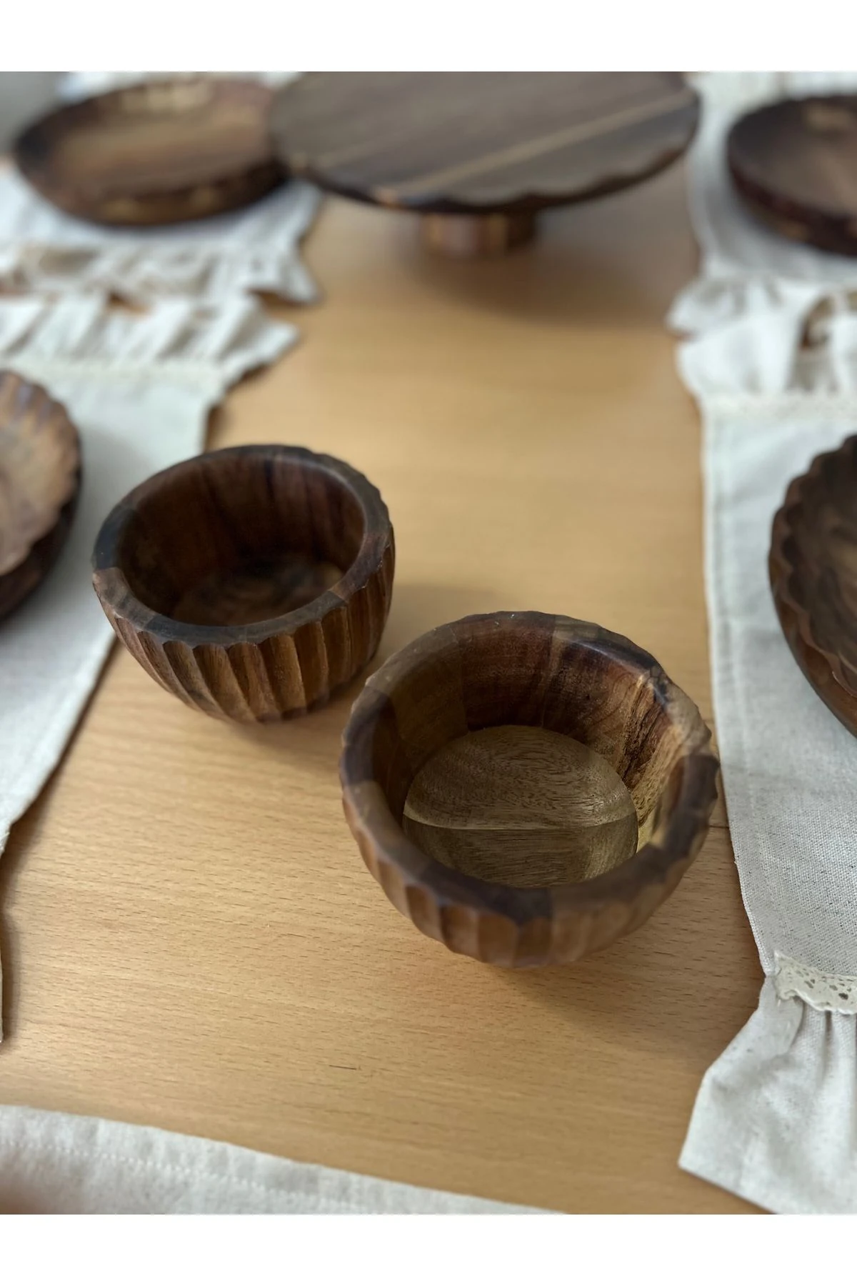 Akasya Ahşap 2’li Mini Kase Seti