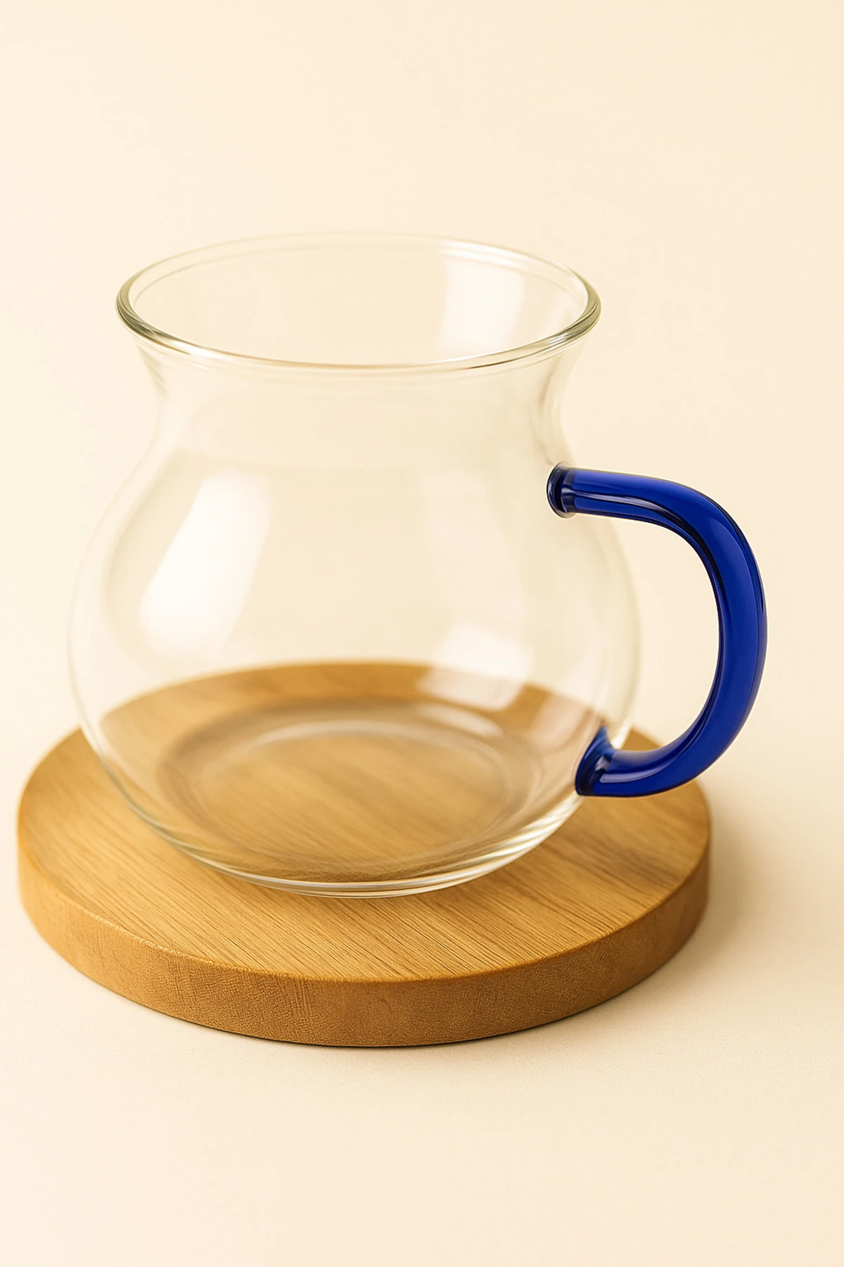 3’lü Bambu Altlıklı Renkli Kulplu Borosilikat Cam Çay Bardağı Seti