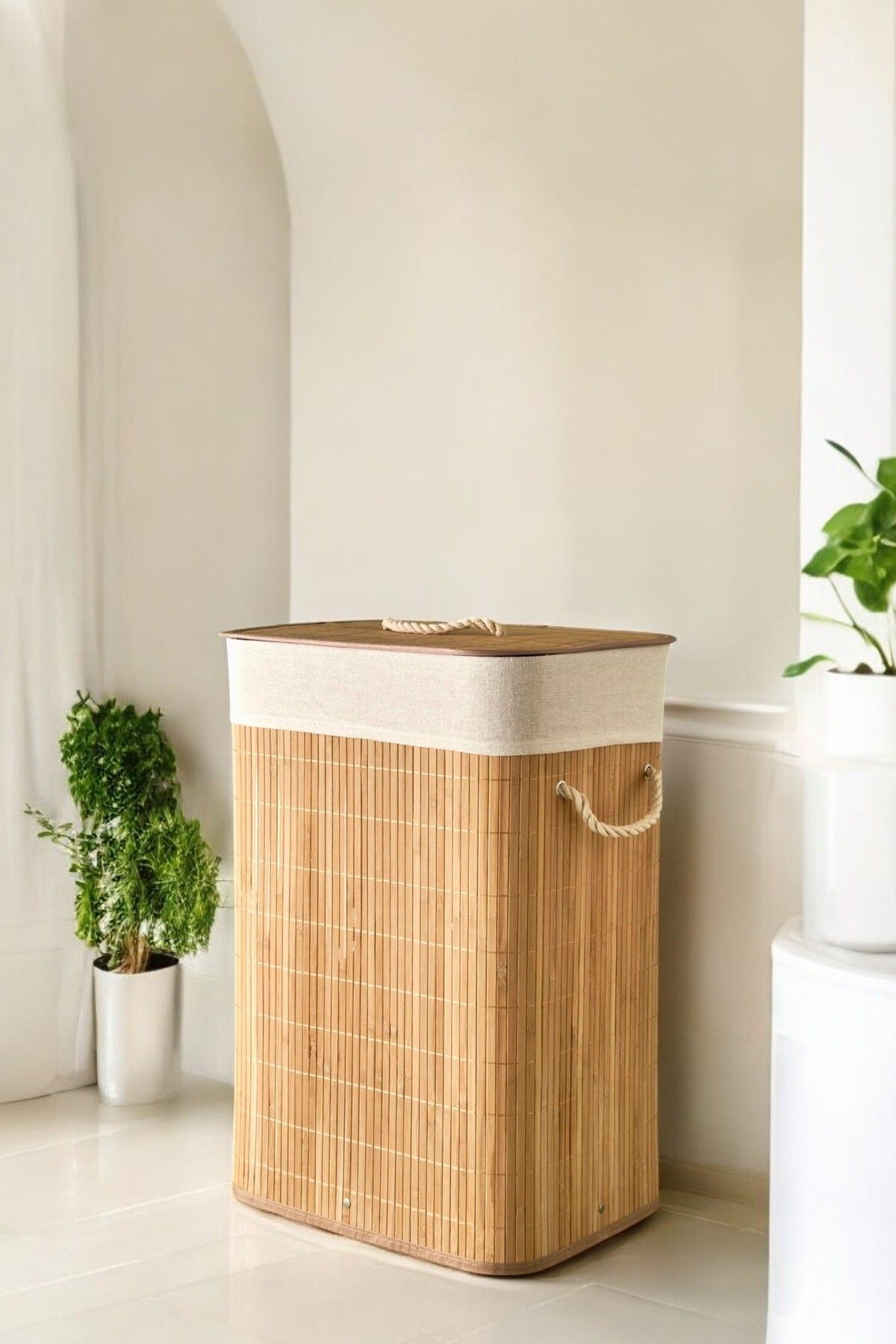 Bambu Çamaşır Sepeti – Doğal ve Suya Dayanıklı 72 Litre Sepet