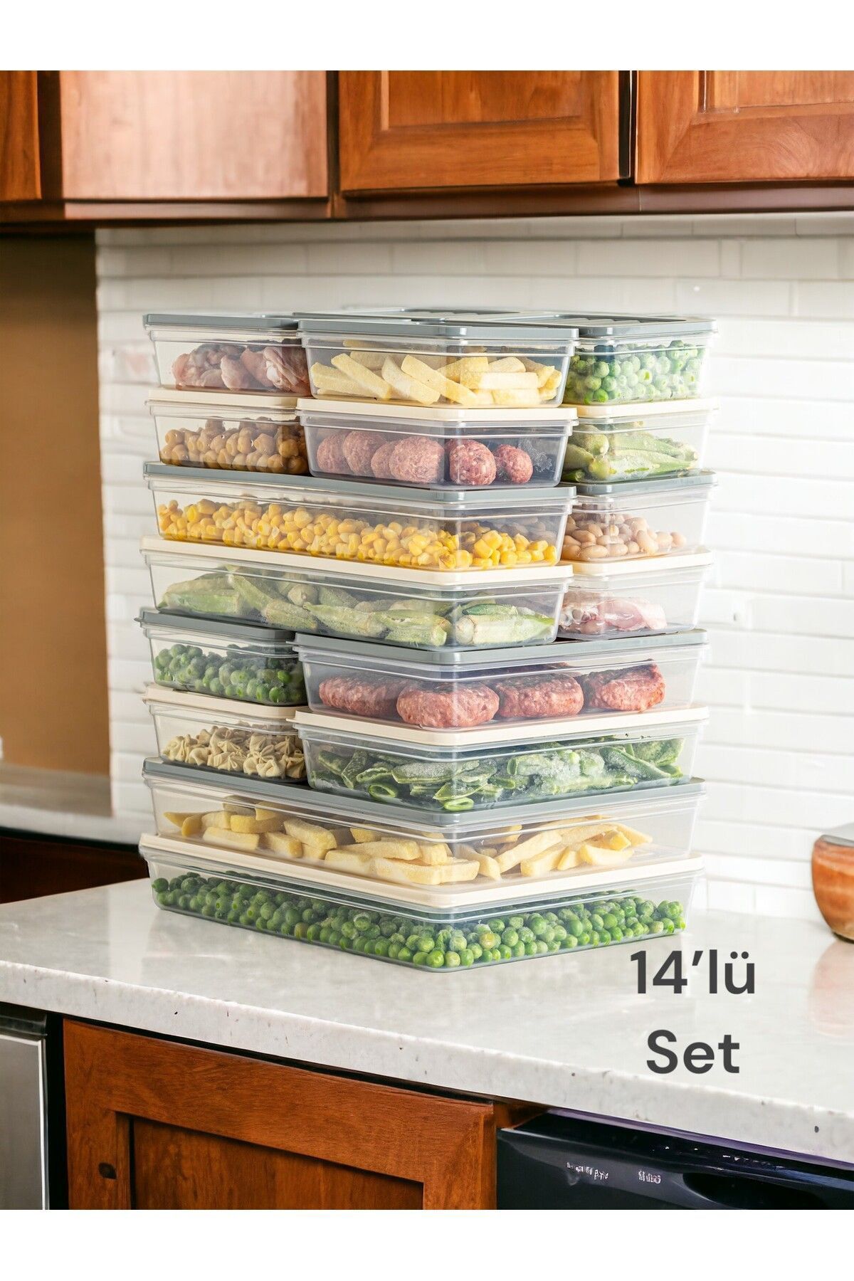 Buzdolabı Düzenleyici Buzluk ve Mikrodalga Saklama Kabı 14'lü Set