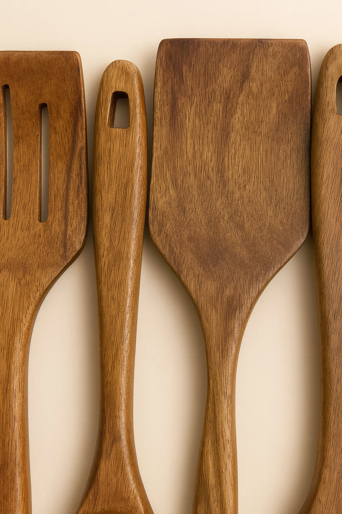 Akasya Ahşap Mutfak Gereçleri Seti 34 cm | Doğal Ahşap Kaşık ve Spatula Seti