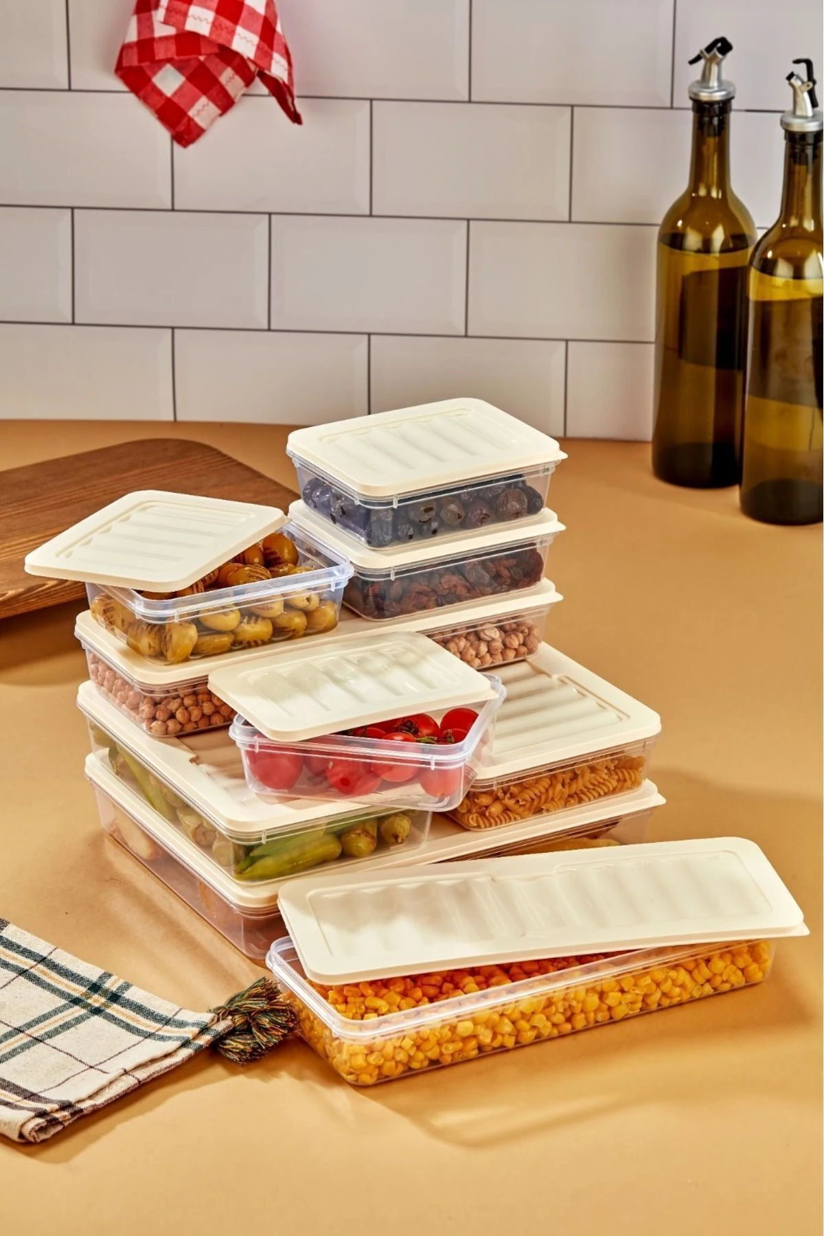 Buzdolabı Saklama Kabı Düzenleyici 9'lu Set, Mikrodalga Ve Difrize Uygun