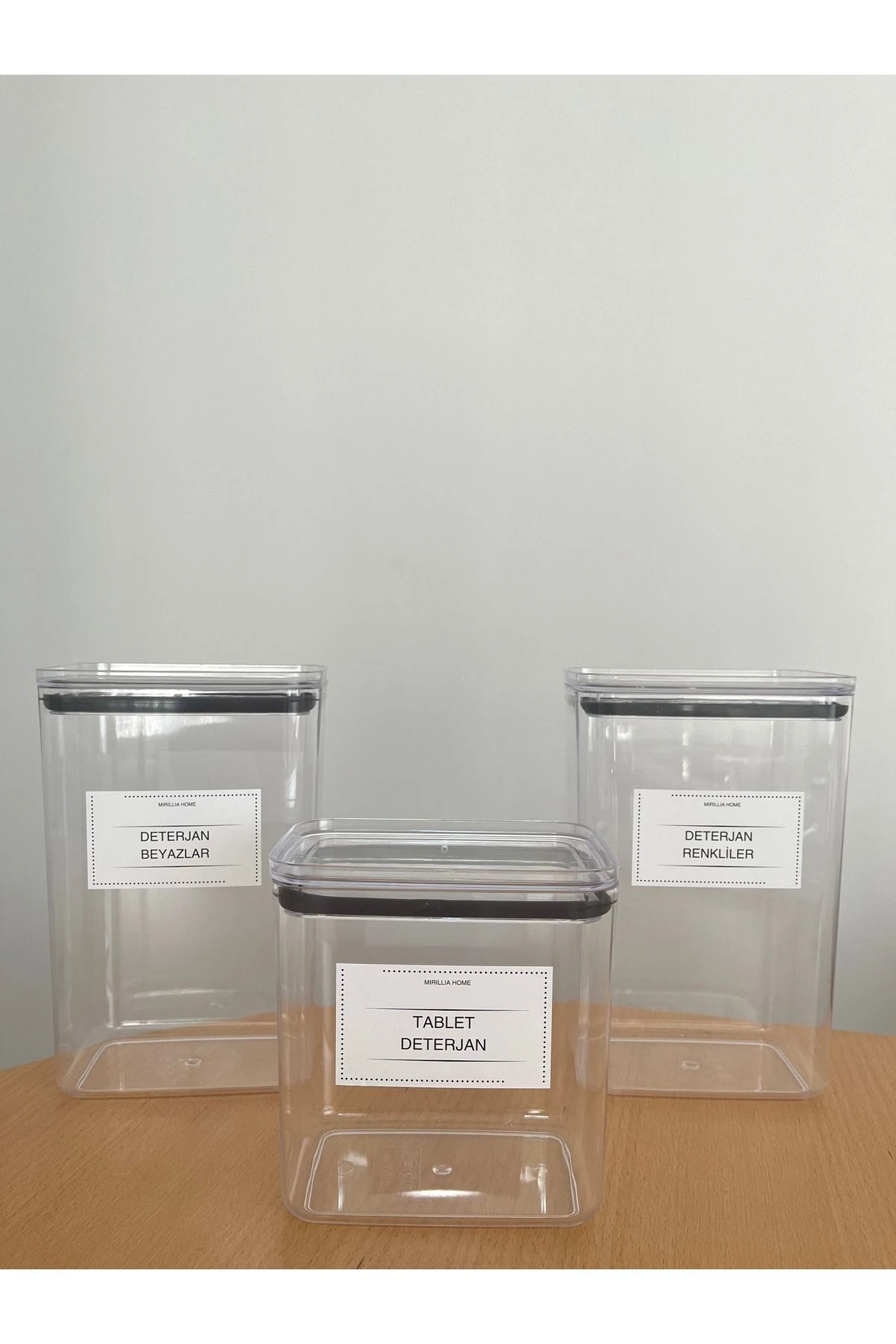 Üçlü Deterjanlık Seti - Tablet Deterjan, Renkliler ve Beyazlar İçin Saklama Kutusu