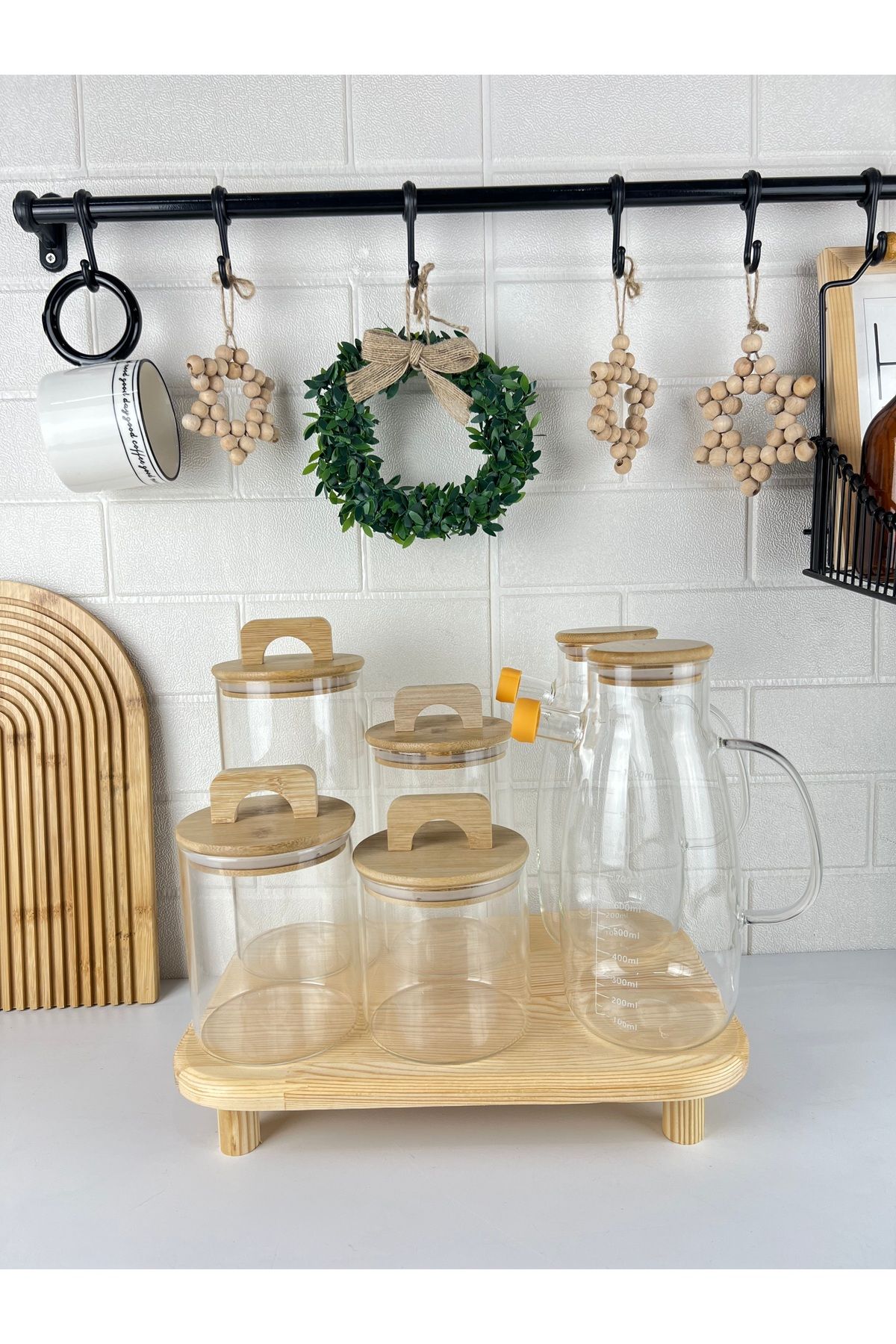 Bambu Kavanoz ve Yağdanlık Seti - turuncu-yağdanlık