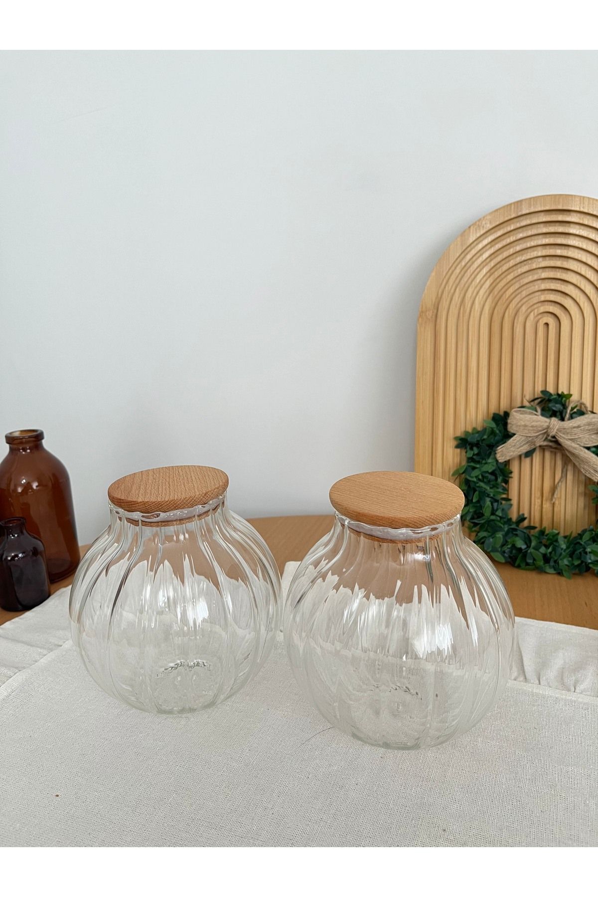 Ahşap Kapaklı Cam Baharatlık Seti