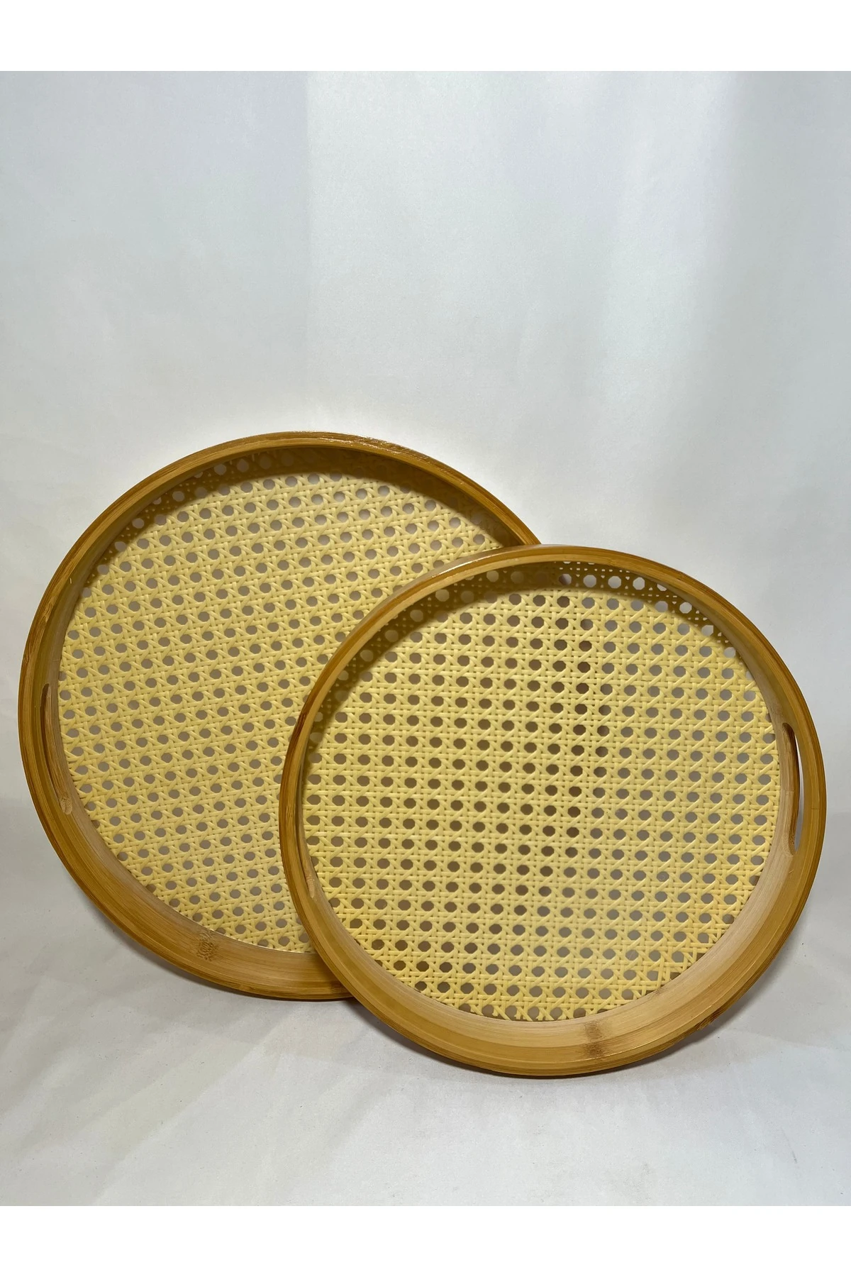2'li Bambu Hazeran Yuvarlak Tepsi, Sunumluk