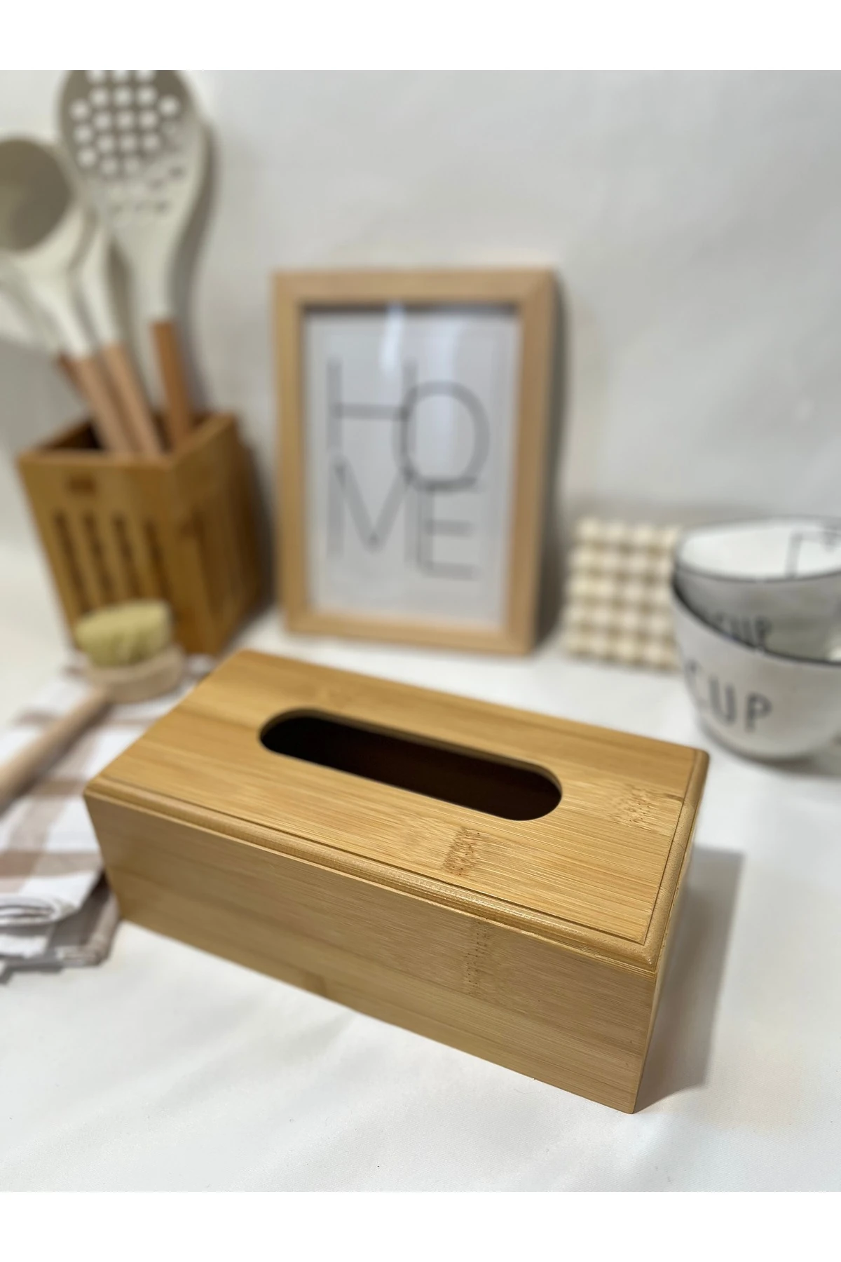 Dikdörtgen  Bambu Peçetelik, Kutu, Mendil Kutusu ve Saklama Kutusu