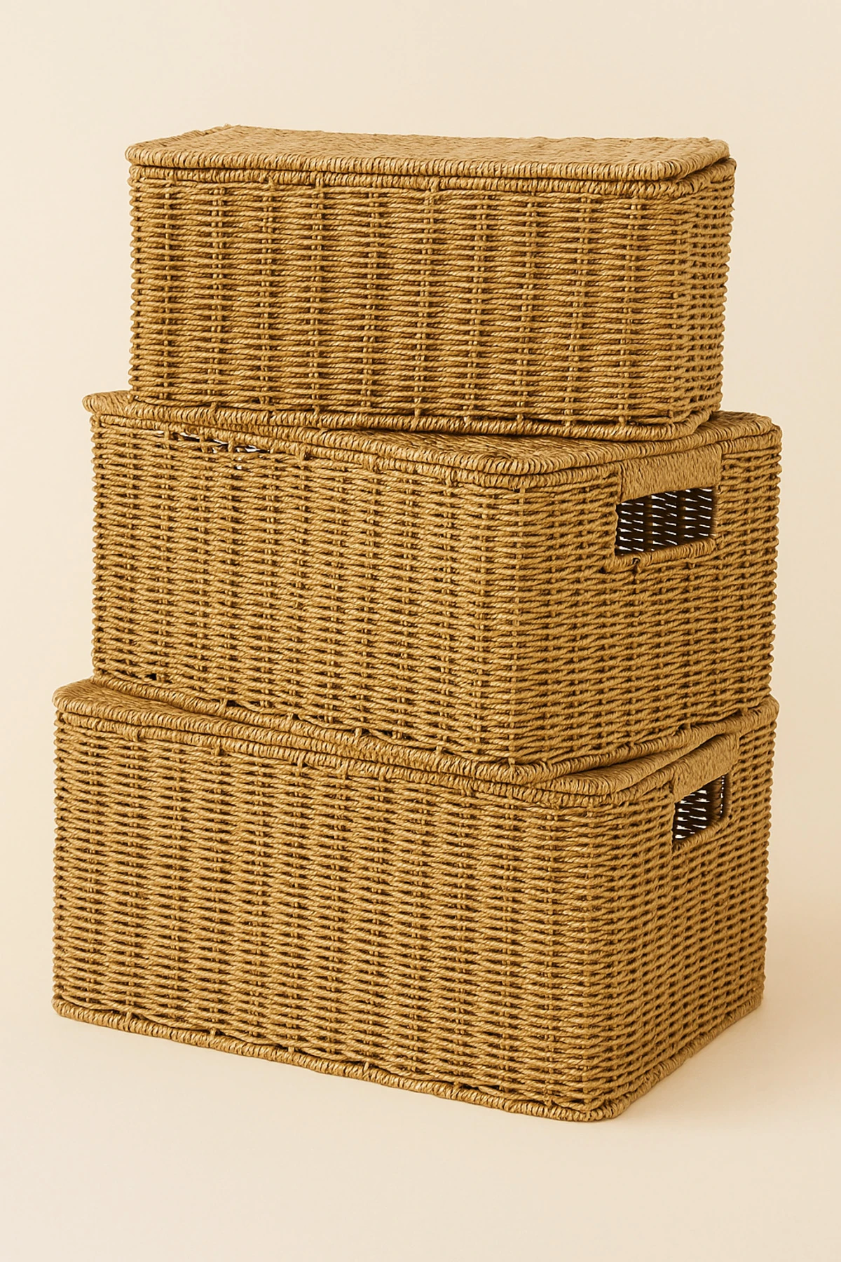 3’lü Hasır Görünümlü Saklama Sepeti Seti | Küçük - Orta - Büyük