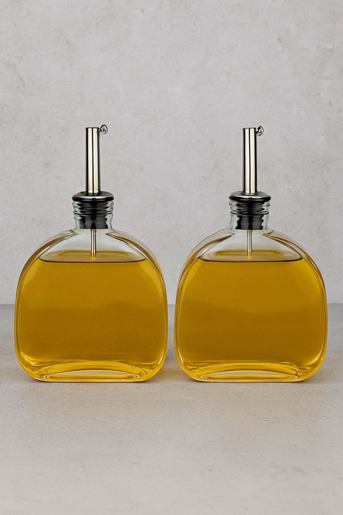 2'li Silver Kapak Cam Yağdanlık Sosluk Sirkelik 500 ml