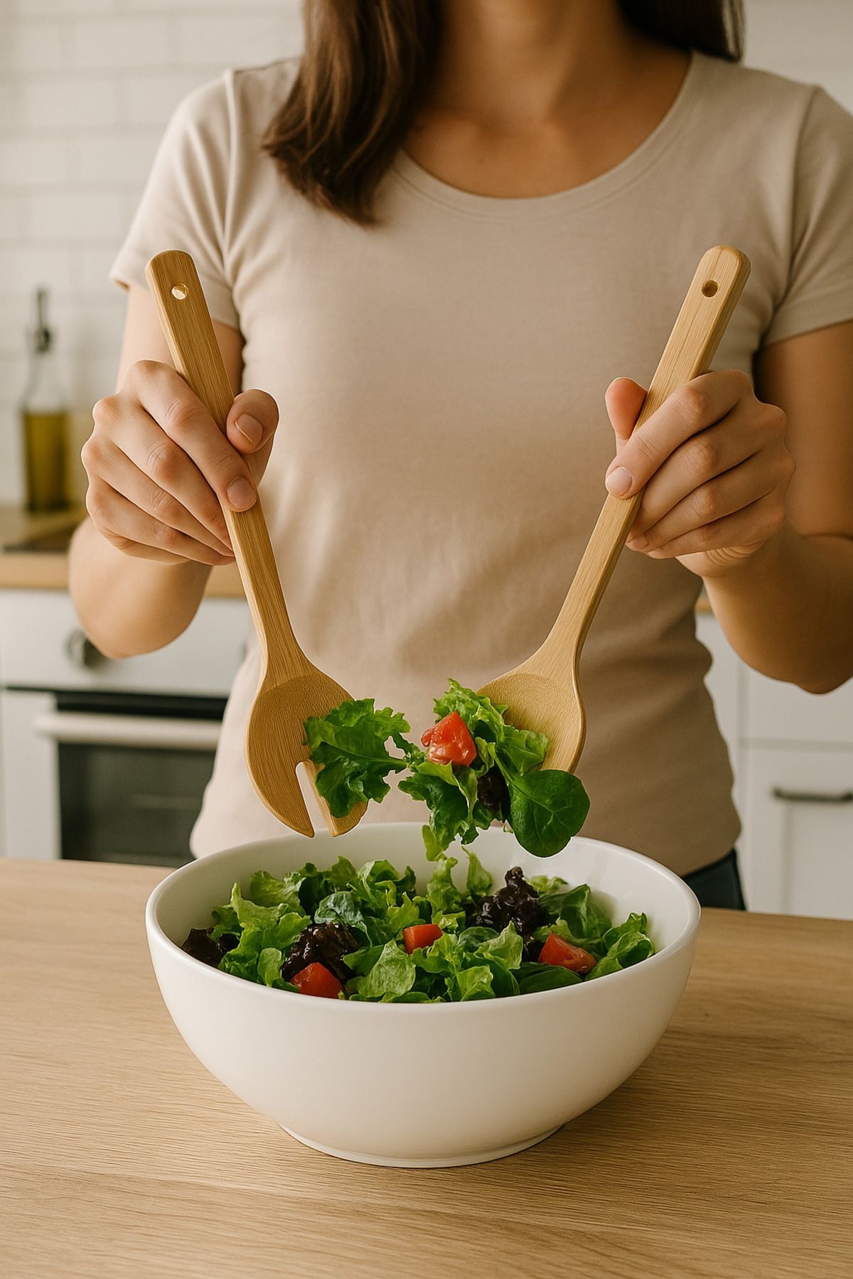 2'li Bambu Salata Servis Kaşığı Seti – Doğal Ahşap Salata Kaşığı