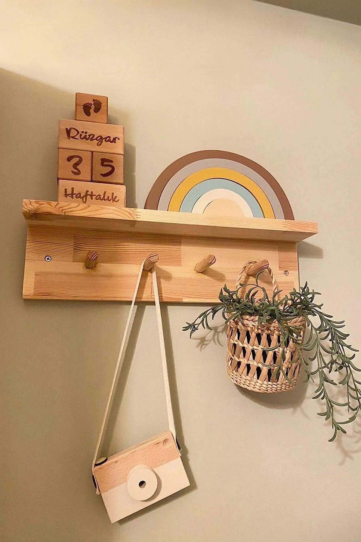 Dekoratif Hasır Duvar Sepeti Askı Saksı Sepet 10x10 cm