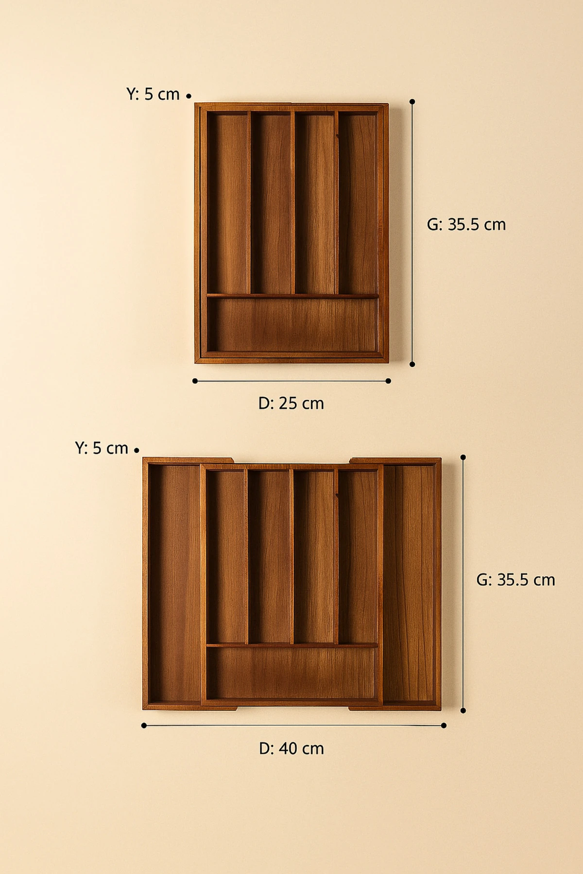 Akasya Ahşap Çekmece İçi Kaşıklık Düzenleyici | 37.5x27.5x5.3 cm