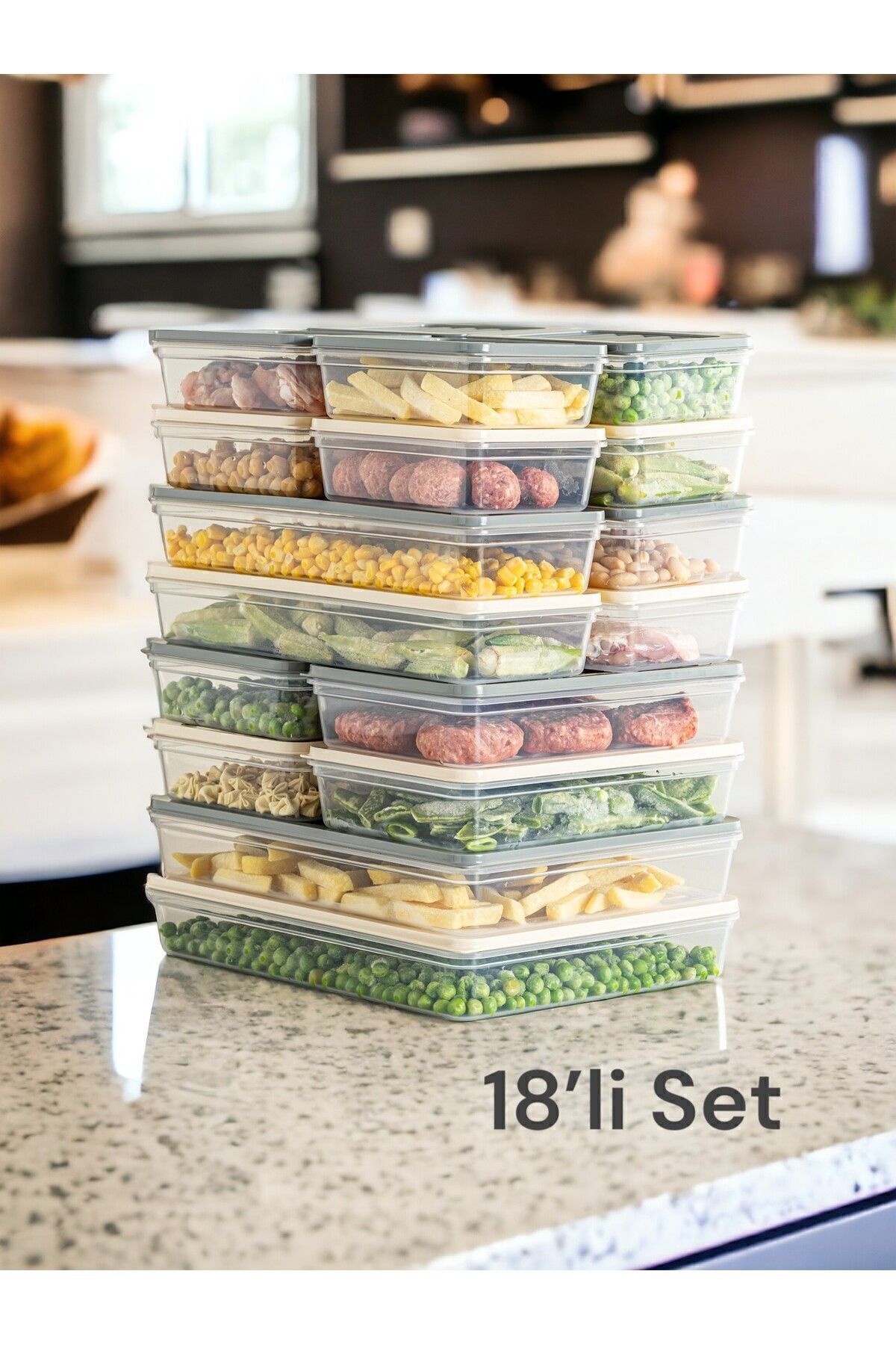 18 Parça Buzdolabı Düzenleyici Buzluk Ve Mikrodalga Saklama Kabı