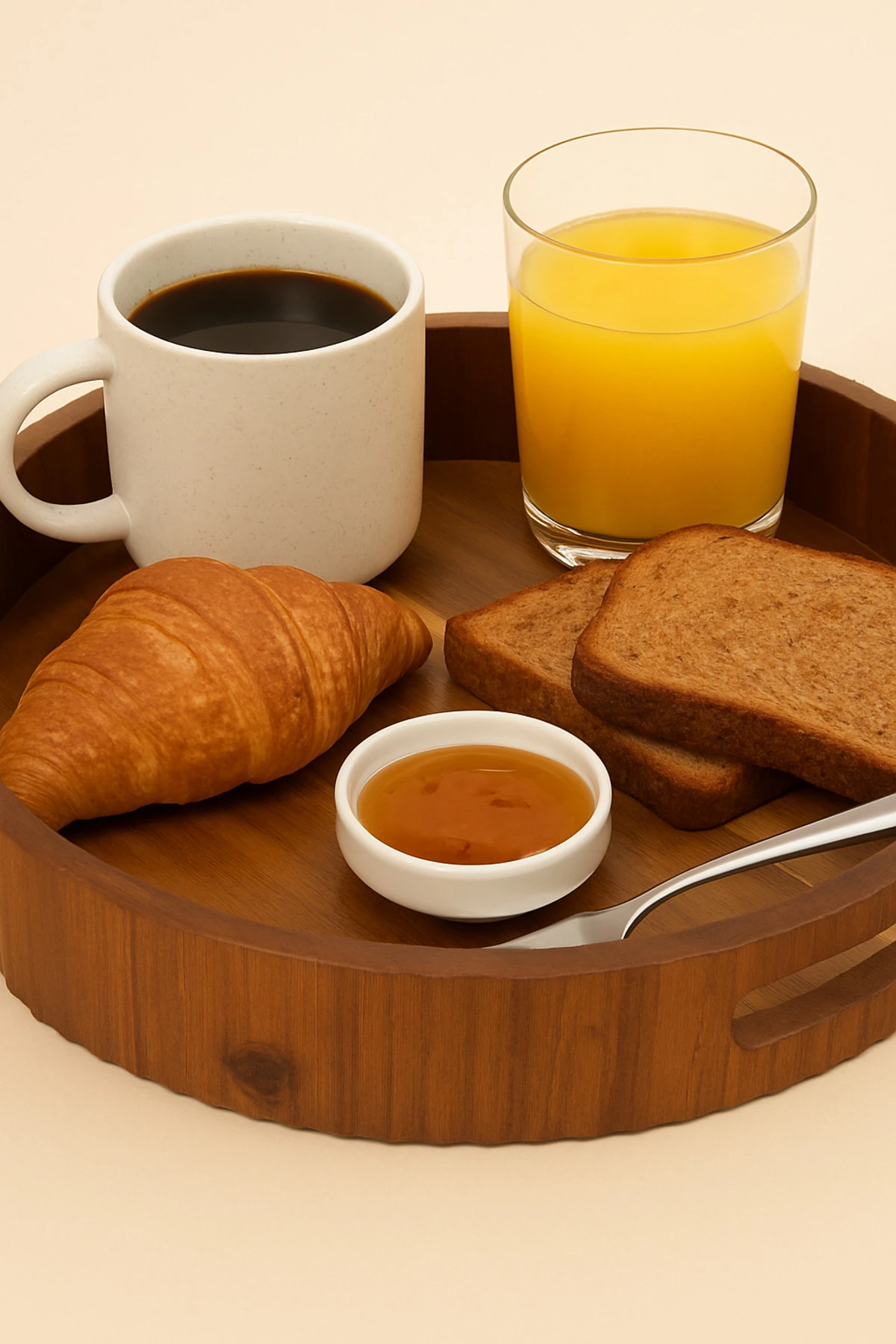 Akasya Ahşap Yuvarlak Tepsi 30 cm – Doğal Sunum ve Servis Tepsisi | Saplı Ahşap Tepsi