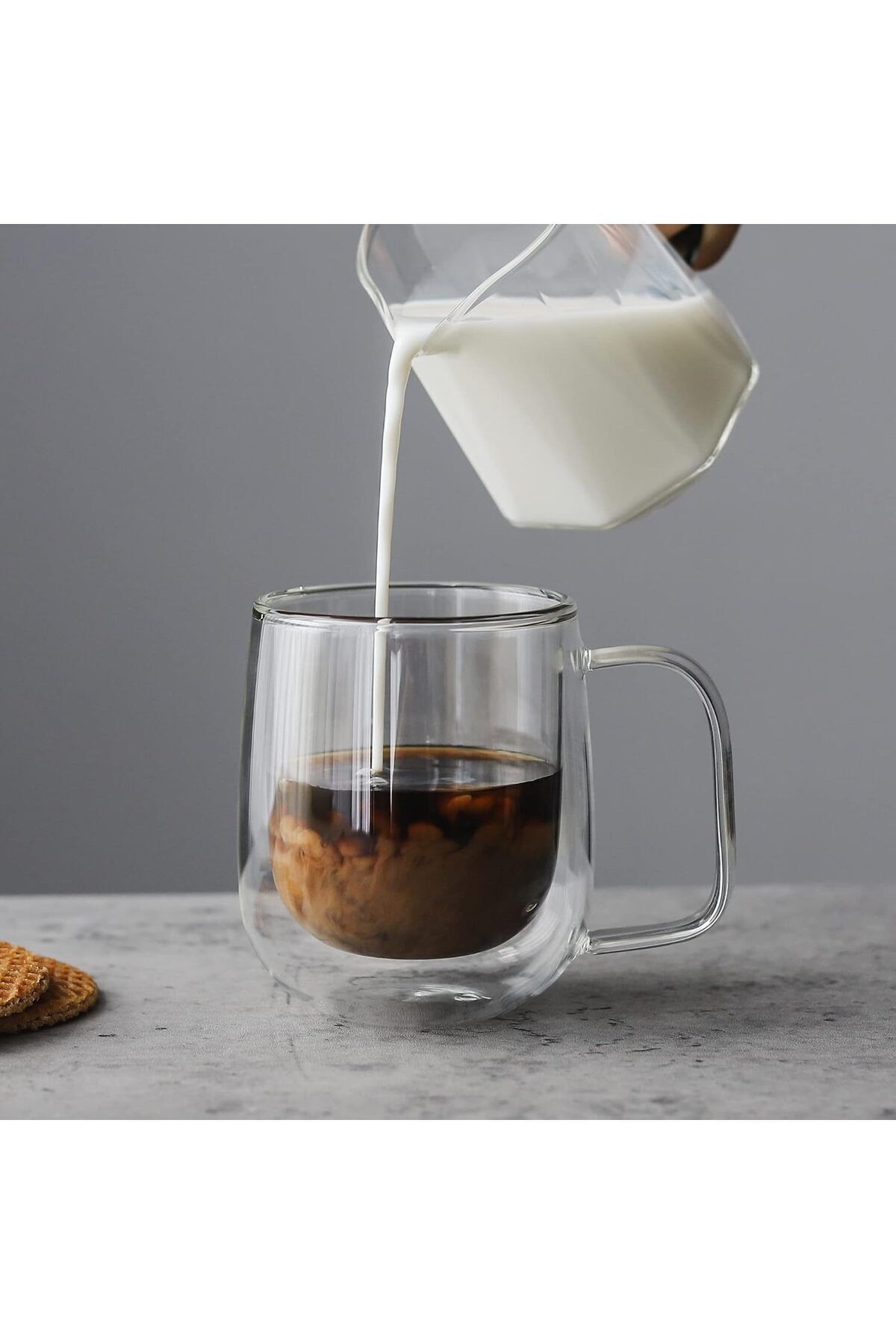 350 ml Çift Cidarlı Isıya Dayanıklı Cam Bardak – Çift Camlı Kahve Bardağı