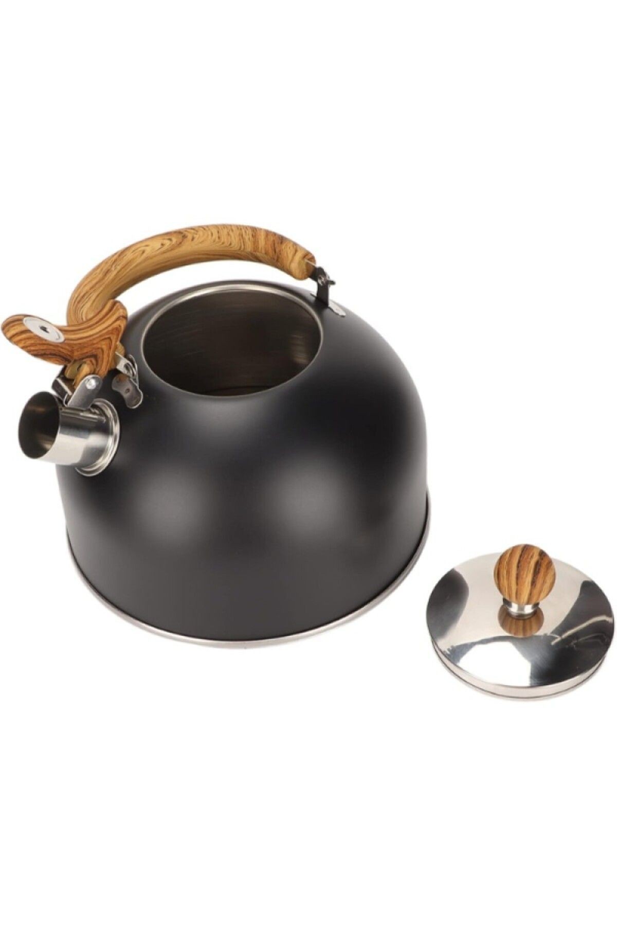 Siyah Paslanmaz Çelik Düdüklü Kettle – Islıklı Su Isıtıcı Çaydanlık (3L)
