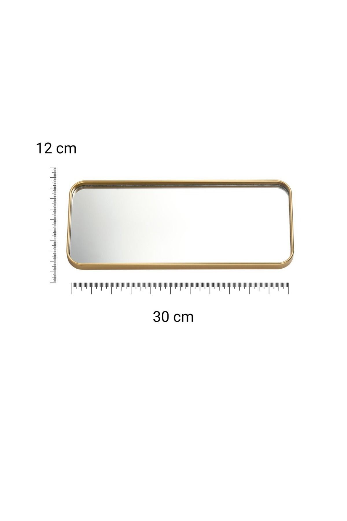 3 Adet Dikdörtgen Ayna Tepsi – Dekoratif Duvar Aynası & Takı Organizer 12x30 - altın