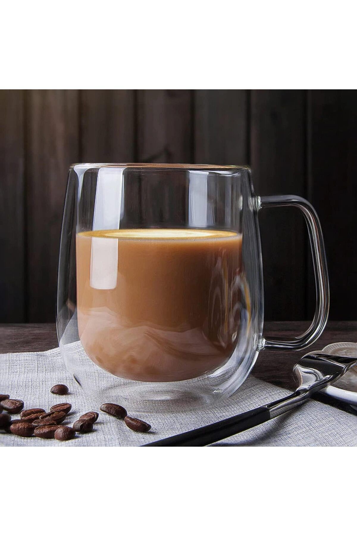 350 ml Çift Cidarlı Isıya Dayanıklı Cam Bardak – Çift Camlı Kahve Bardağı