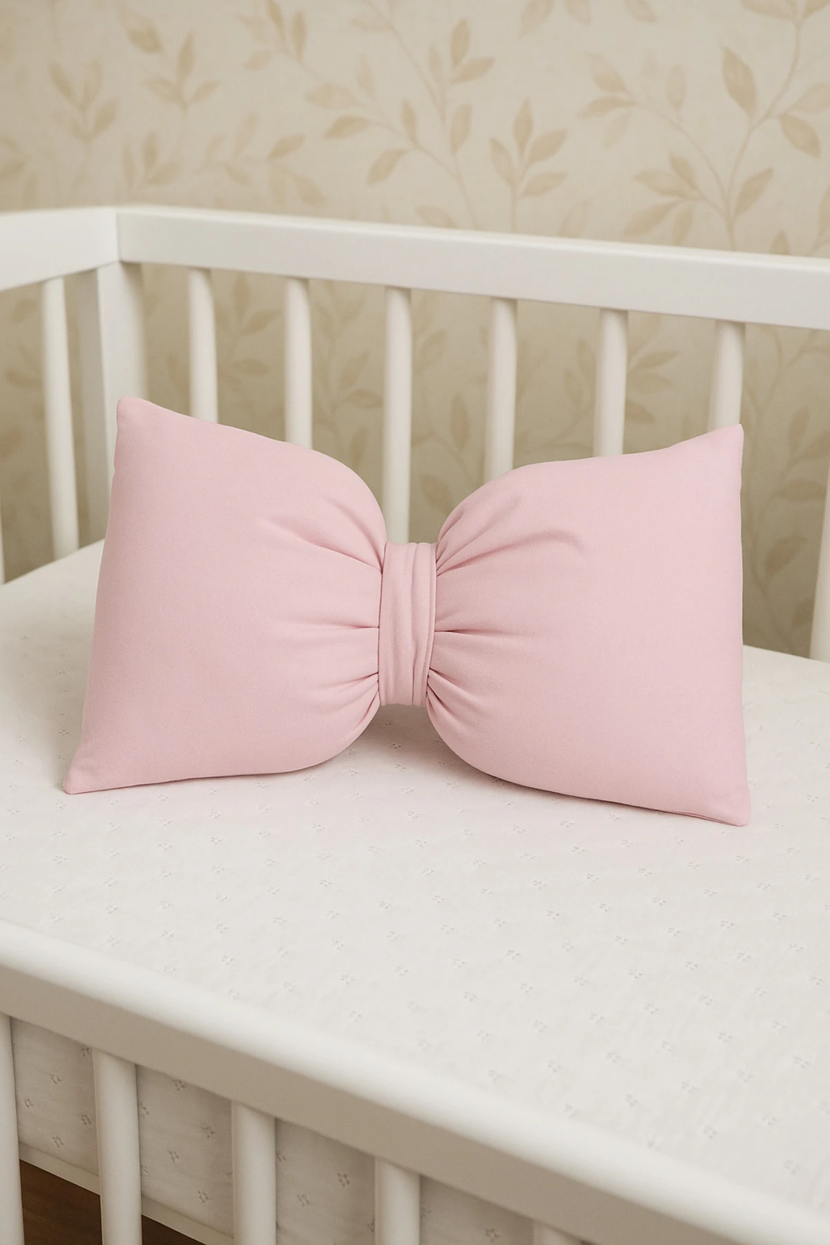 Fiyonklu Pembe Kırlent | Silikon Elyaf Dolgulu Dekoratif Yastık