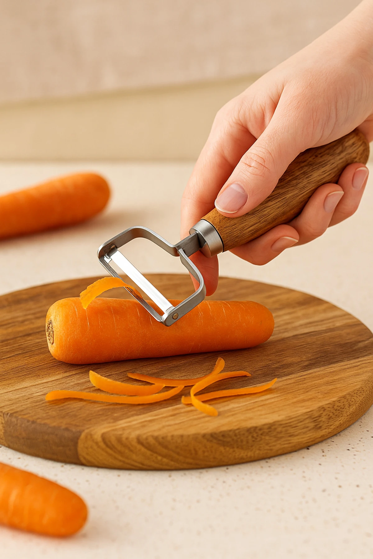 Akasya Saplı Paslanmaz 3’lü Mutfak Gereç Seti – Pizza Kesici, Soyacak, Şişe Açacağı