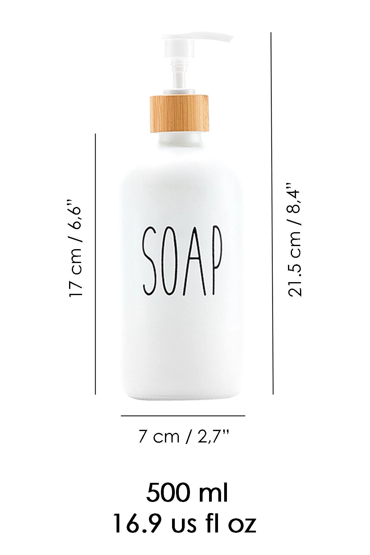 Cam Sıvı Sabunluk 500 ml Beyaz Banyo ve Mutfak Sabun Şişesi