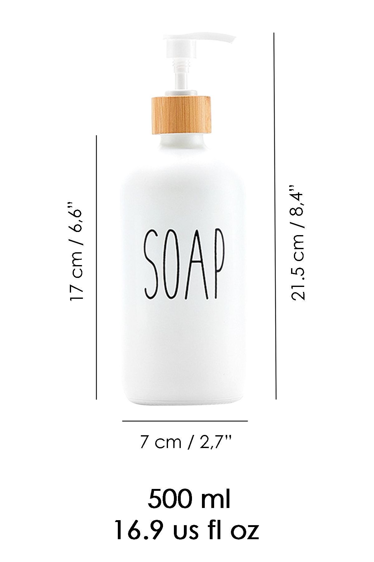 Cam Sıvı Sabunluk 500 ml Beyaz Banyo ve Mutfak Sabun Şişesi