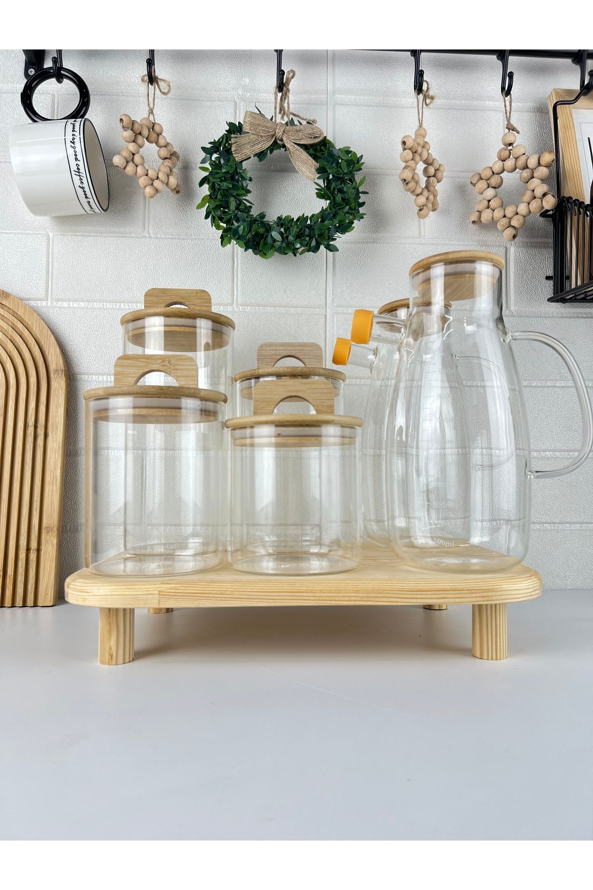 Bambu Kavanoz ve Yağdanlık Seti - turuncu-yağdanlık