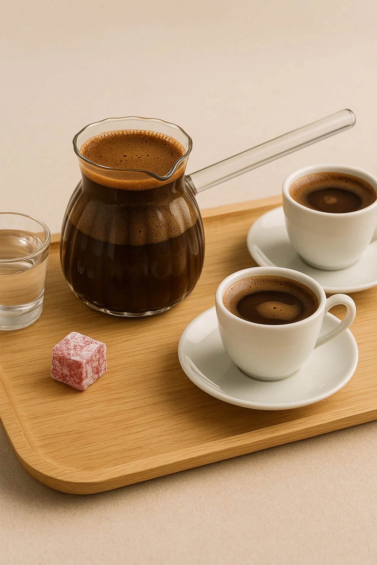 Borosilikat Cam Cezve 300 ml – Isıya Dayanıklı Şeffaf Çizgili Model