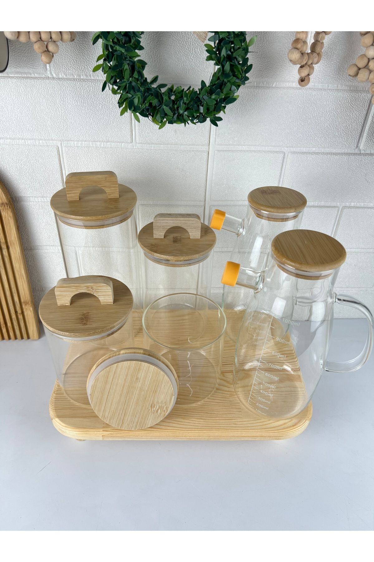 Bambu Kavanoz ve Yağdanlık Seti - turuncu-yağdanlık