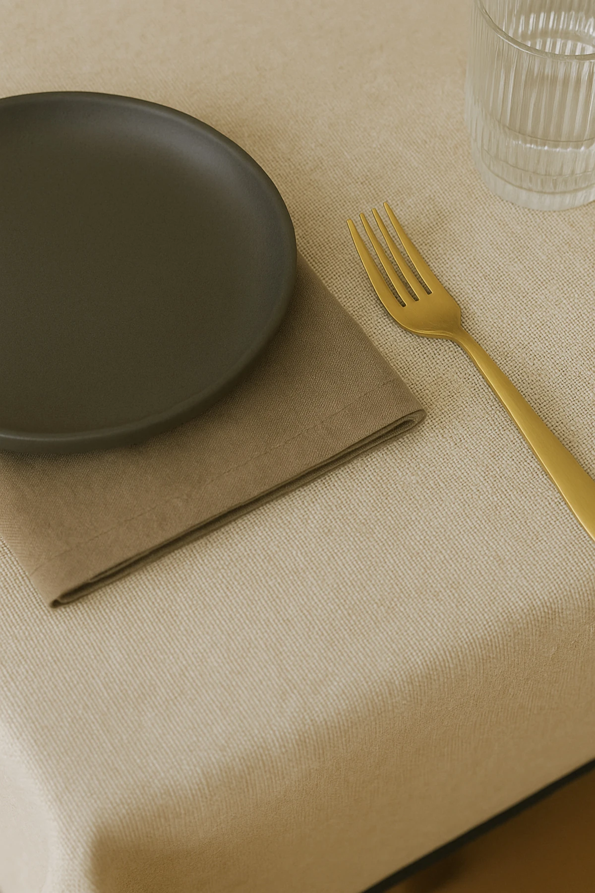 Biyeli Ham Keten Masa Örtüsü - 4, 6 Kişilik ve Kare Masa Seçenekli