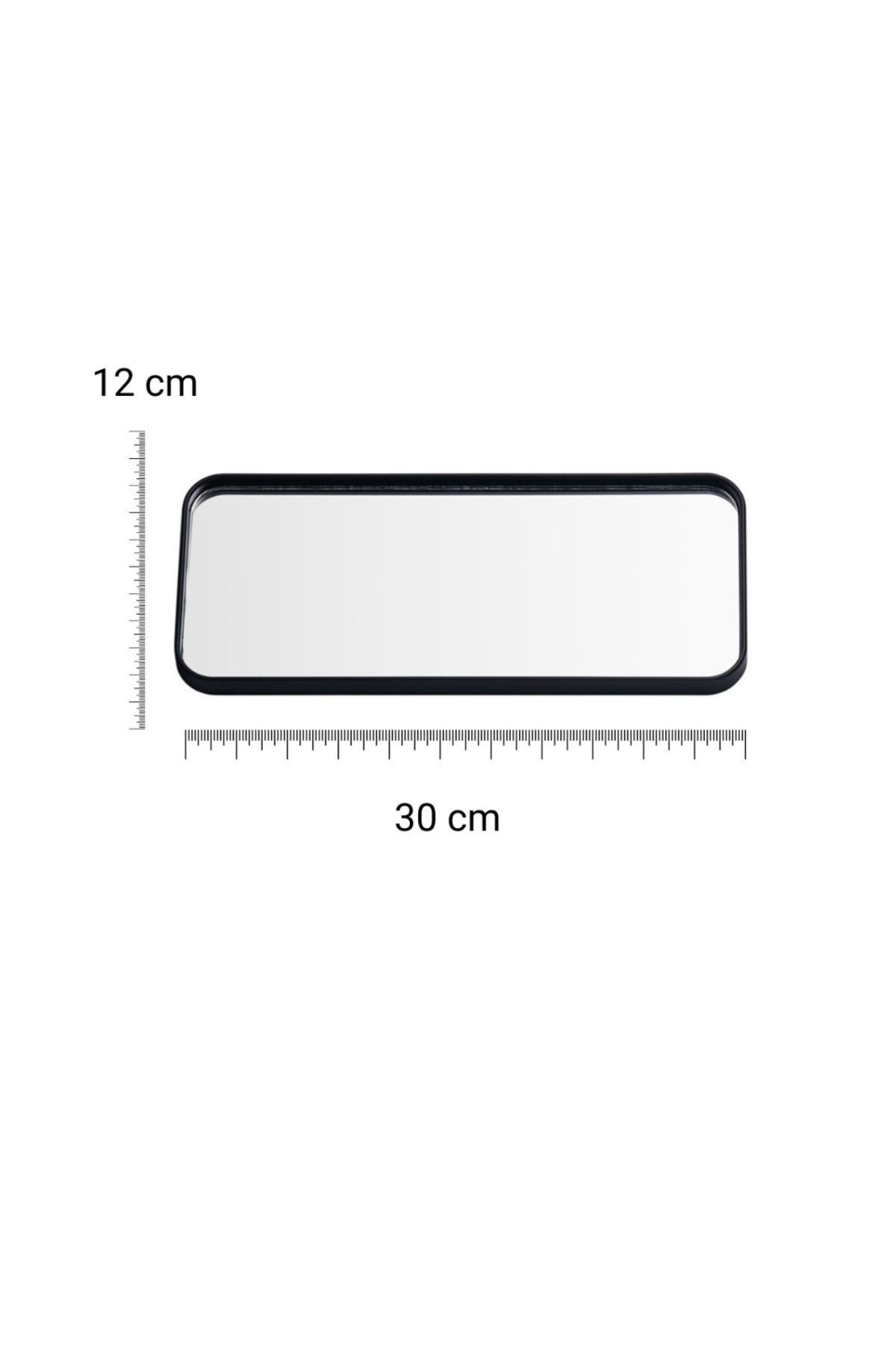3 Adet Dikdörtgen Ayna Tepsi – Dekoratif Duvar Aynası & Takı Organizer 12x30 - siyah