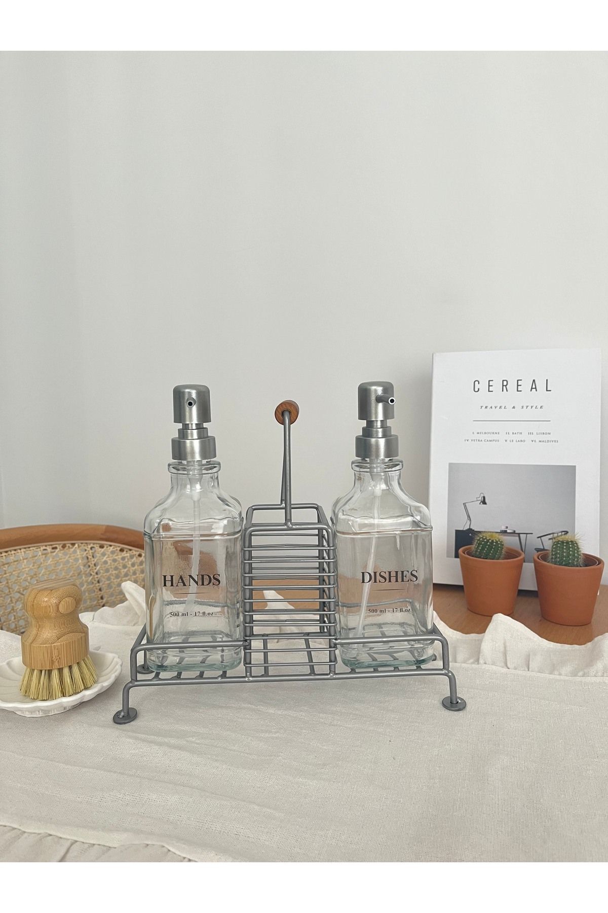 Gümüş Standlı Sabunluk Seti, İkili Sabunluk Set, Standlı Sabunluk + 6 Adet Etiket