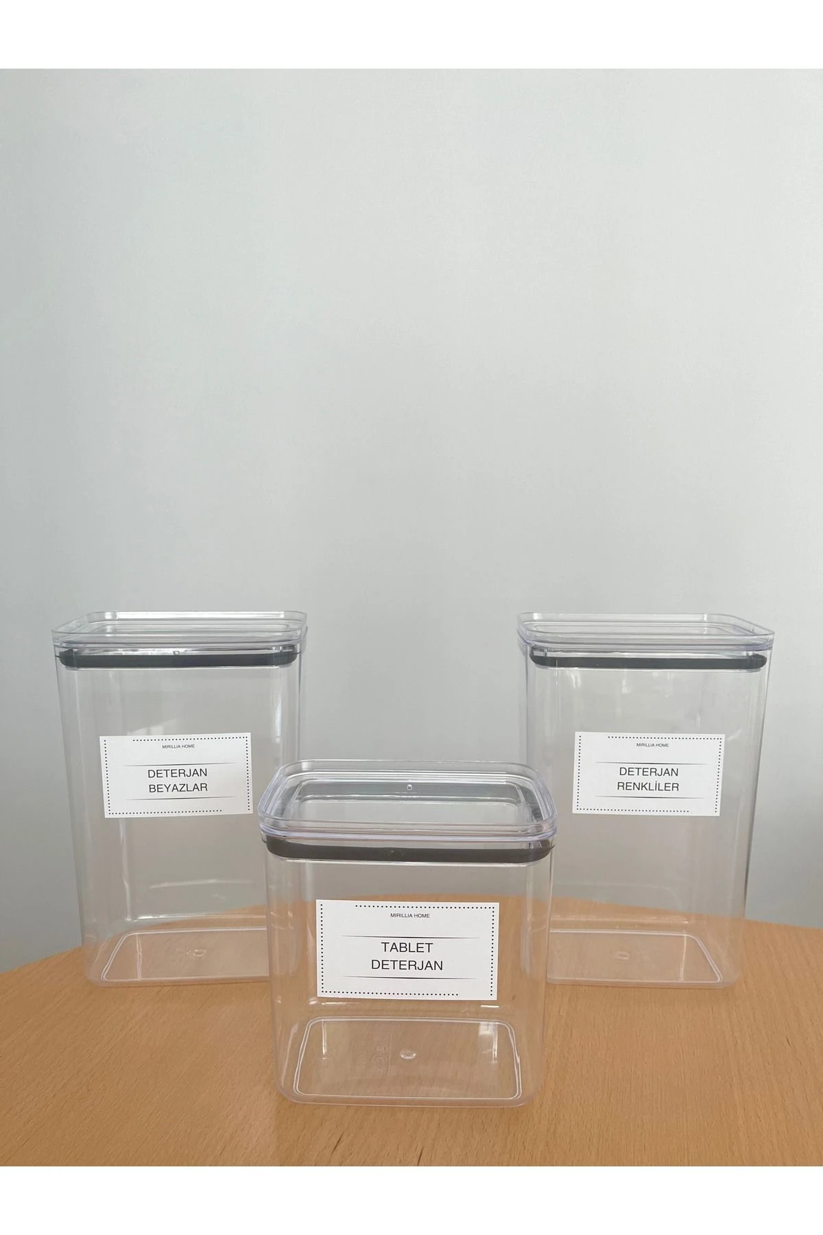 Üçlü Deterjanlık Seti - Tablet Deterjan, Renkliler ve Beyazlar İçin Saklama Kutusu
