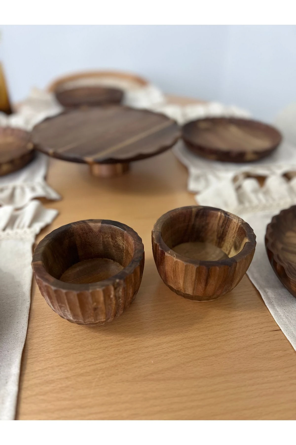 Akasya Ahşap 2’li Mini Kase Seti