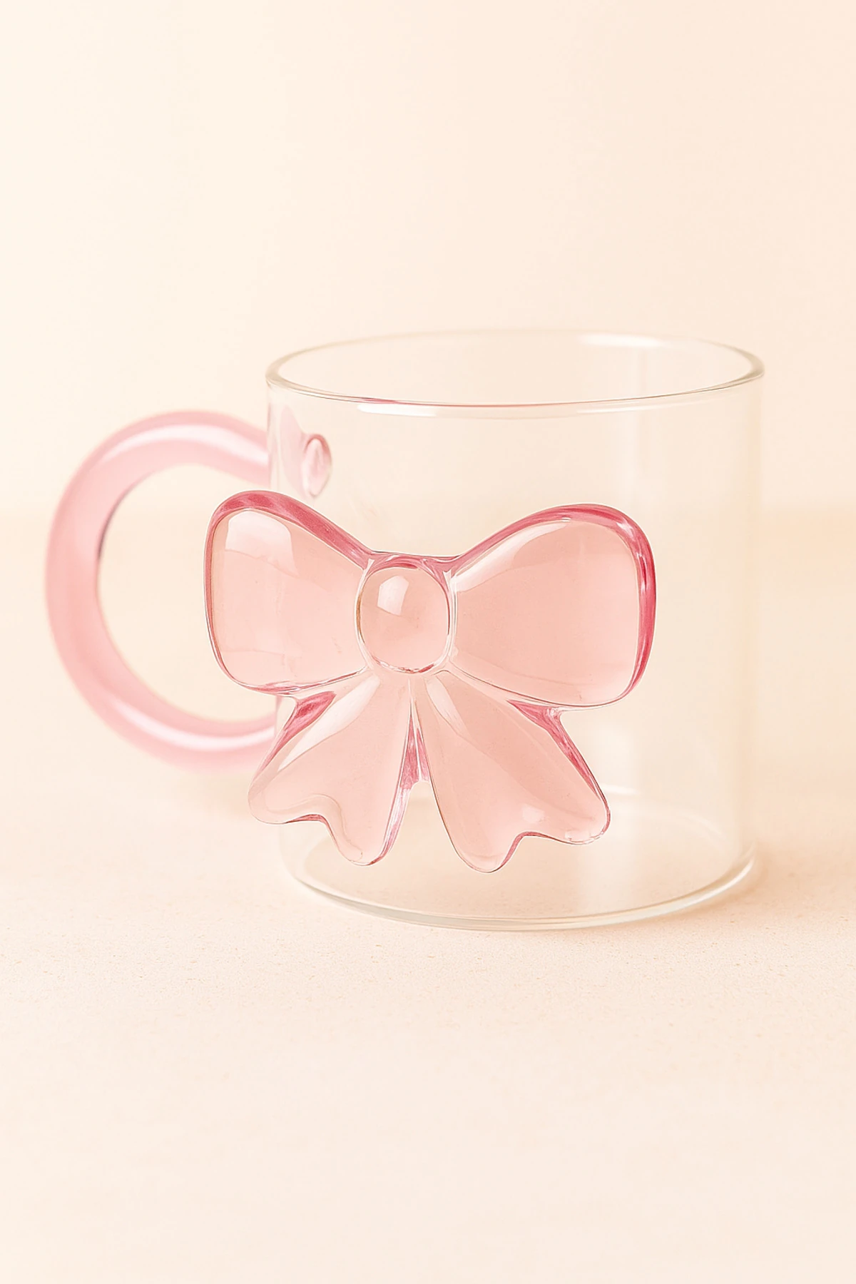 4’lü Fiyonklu Borosilikat Cam Kupa Seti – Kurdelalı Şeffaf Kahve & Çay Bardağı 350 ml