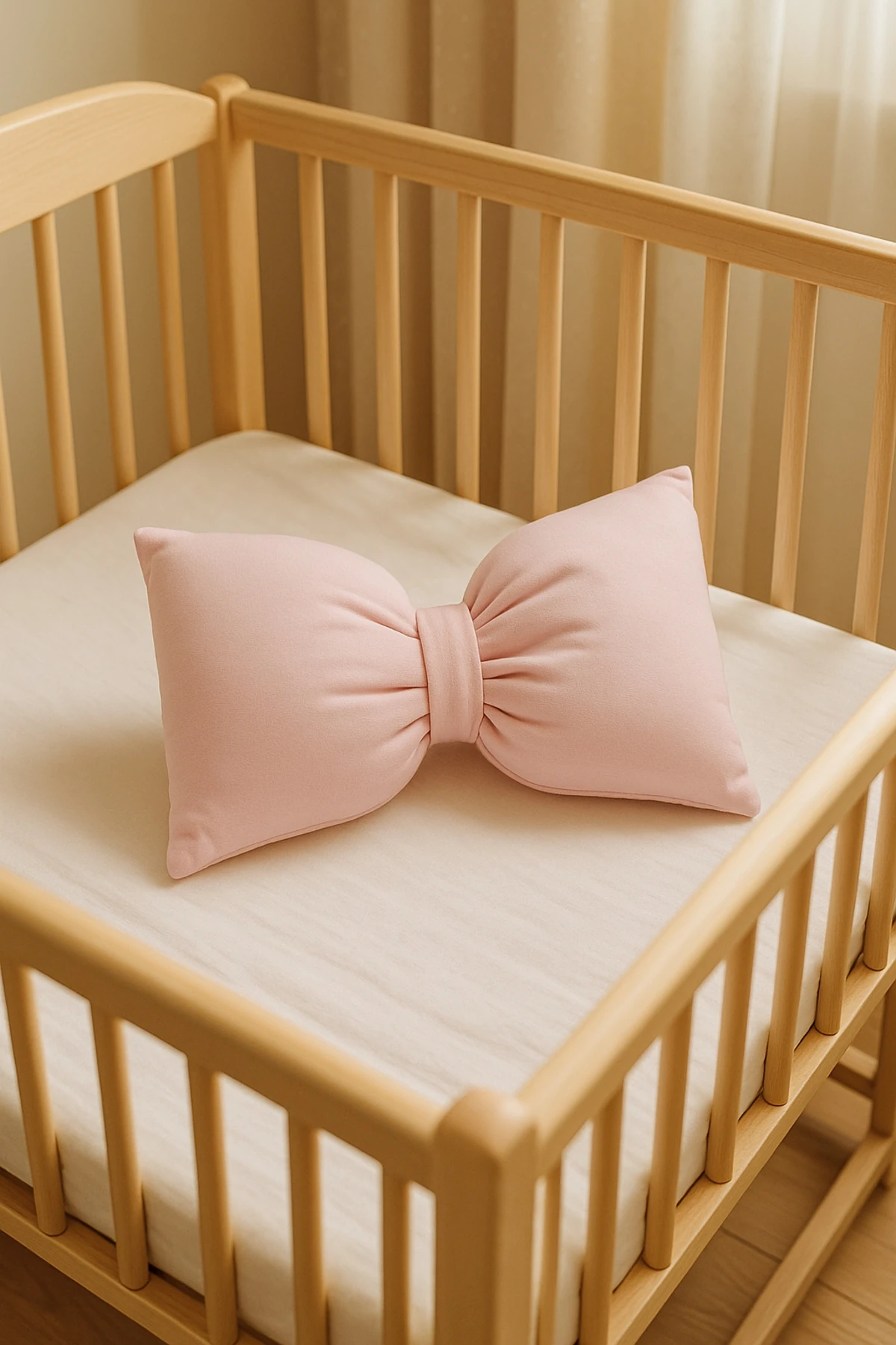 Fiyonklu Pembe Kırlent | Silikon Elyaf Dolgulu Dekoratif Yastık