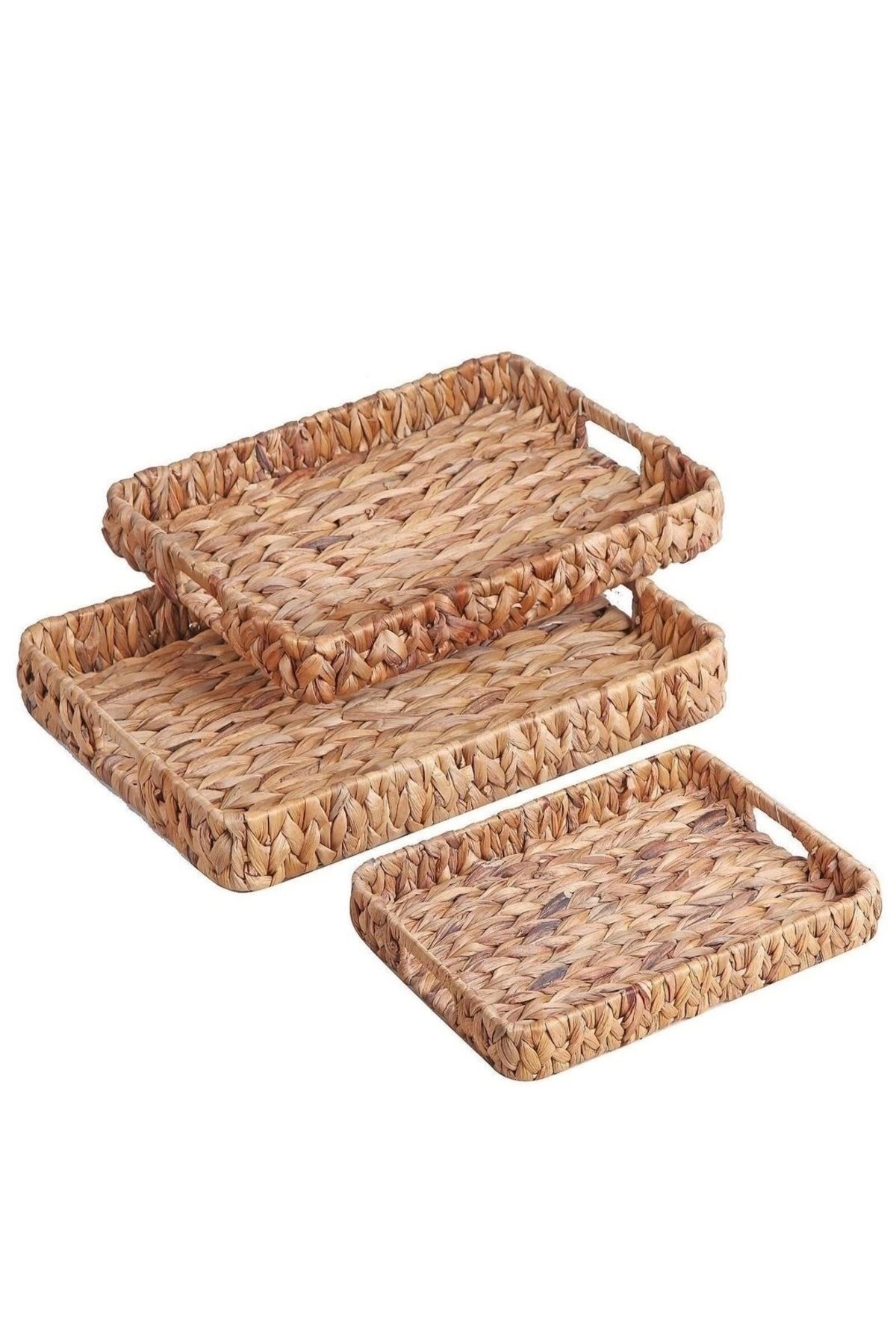 Doğal Hasır Tepsi Seti - 3 Parça
