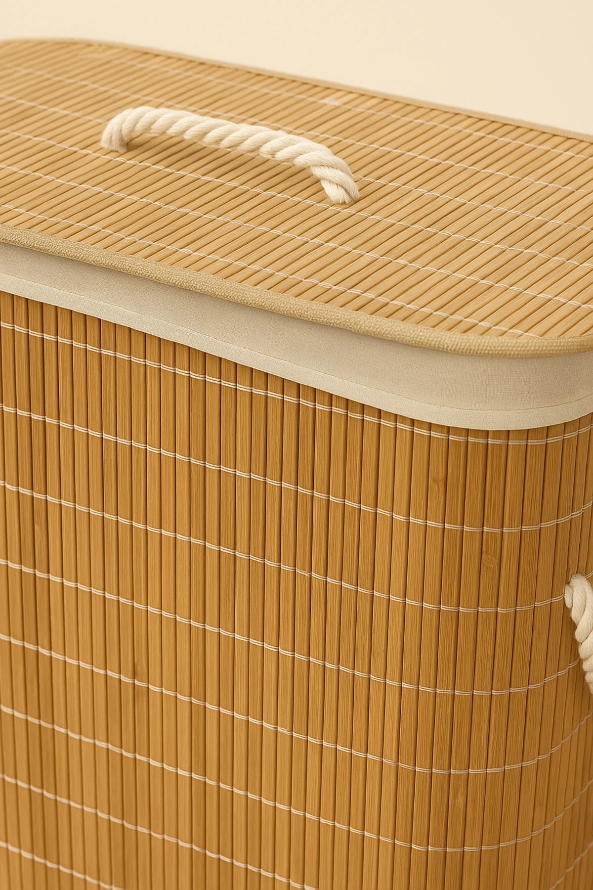 Bambu Katlanabilir 2 Bölmeli Çamaşır Sepeti | 40x30x60 cm