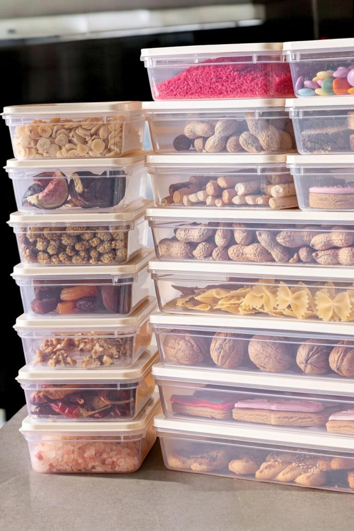 24'lü Set Mikrodalga ve Difrize Uygun Buzdolabı Saklama - Buzdolabı Düzenleyici Krem