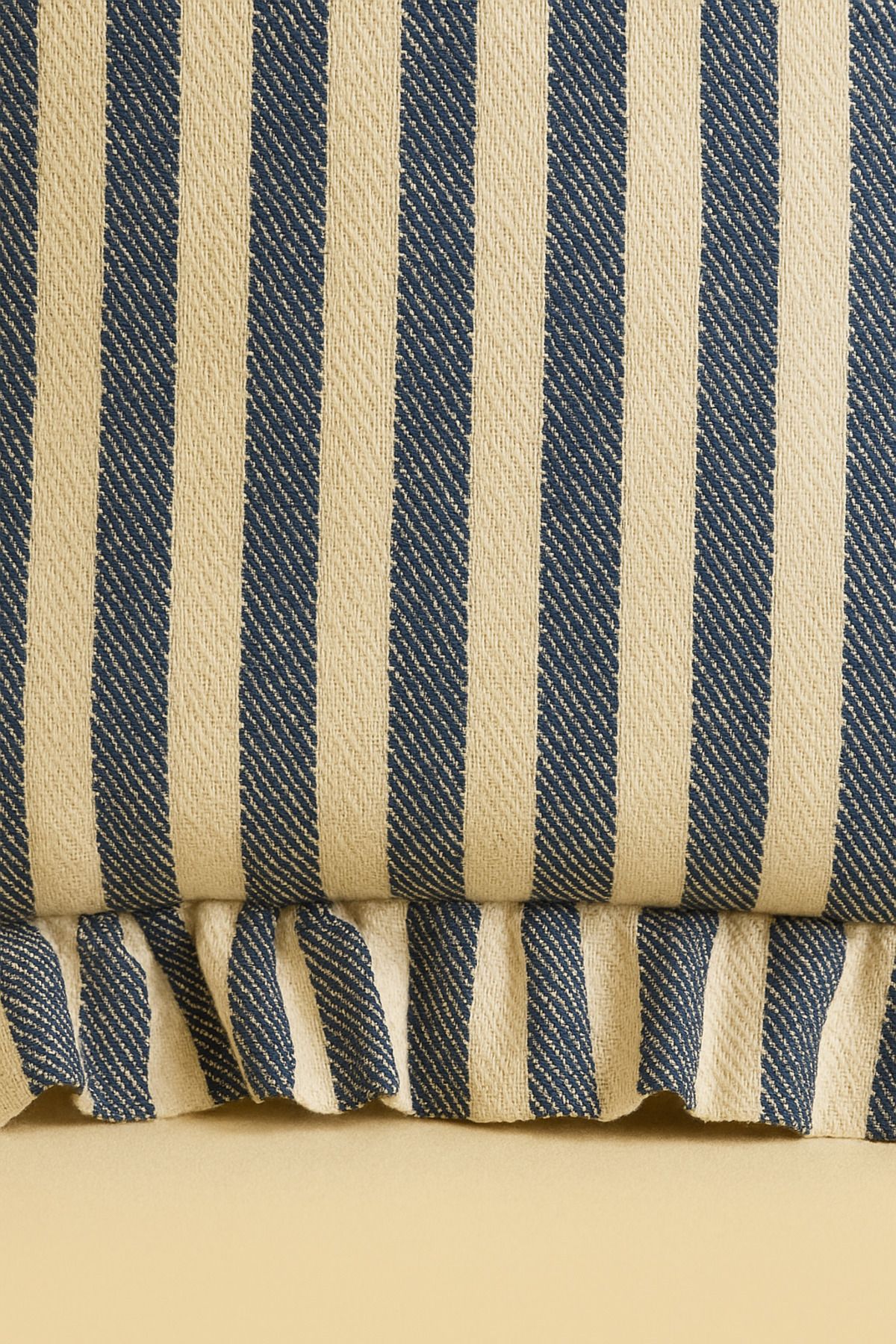 2’li Çizgili Fırfırlı Keten Kırlent Kılıfı Seti – 43x43 ve 50x30 cm - Lacivert