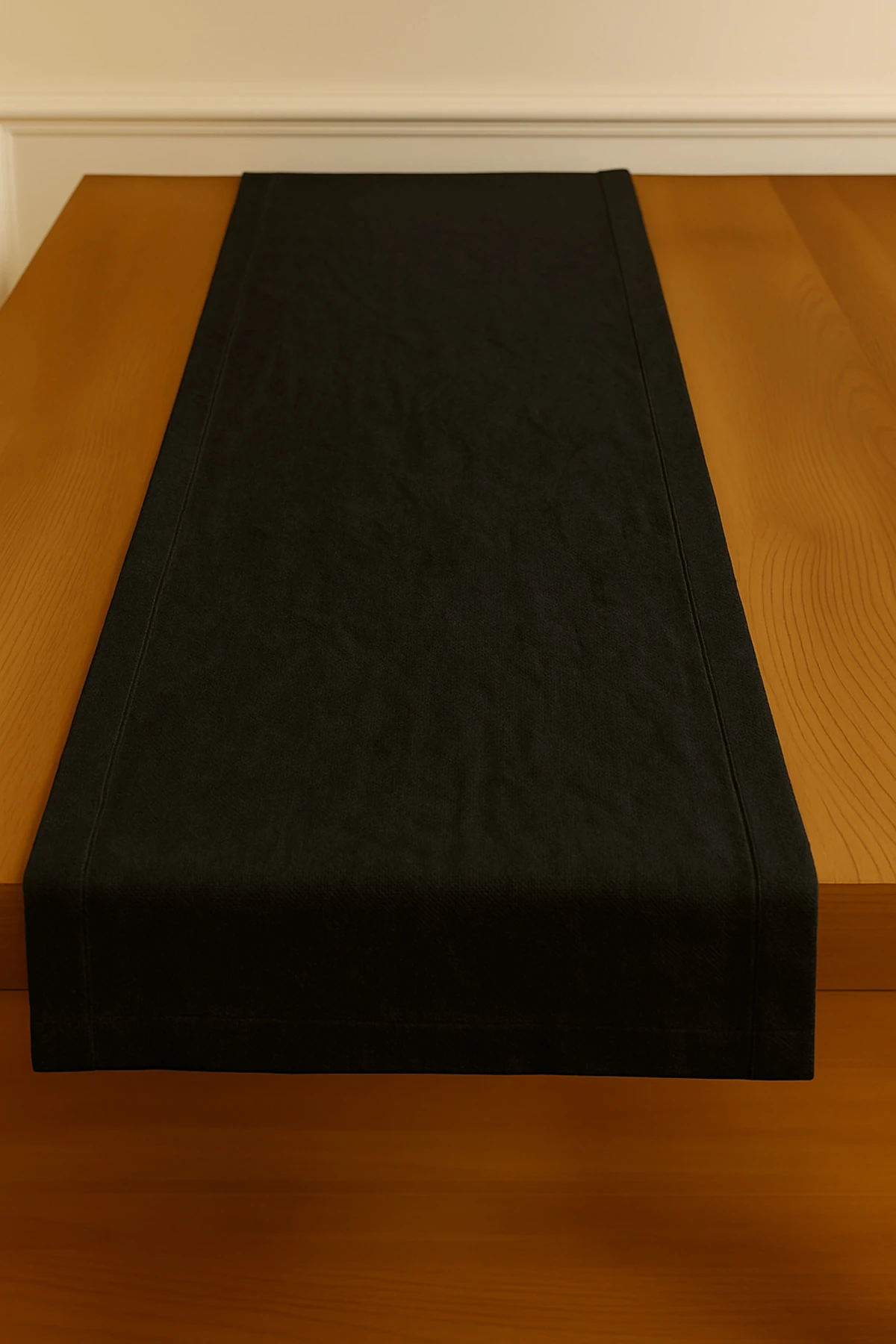 Keten Runner - Masa Üstü Dekoratif Runner 40x150 cm - Siyah