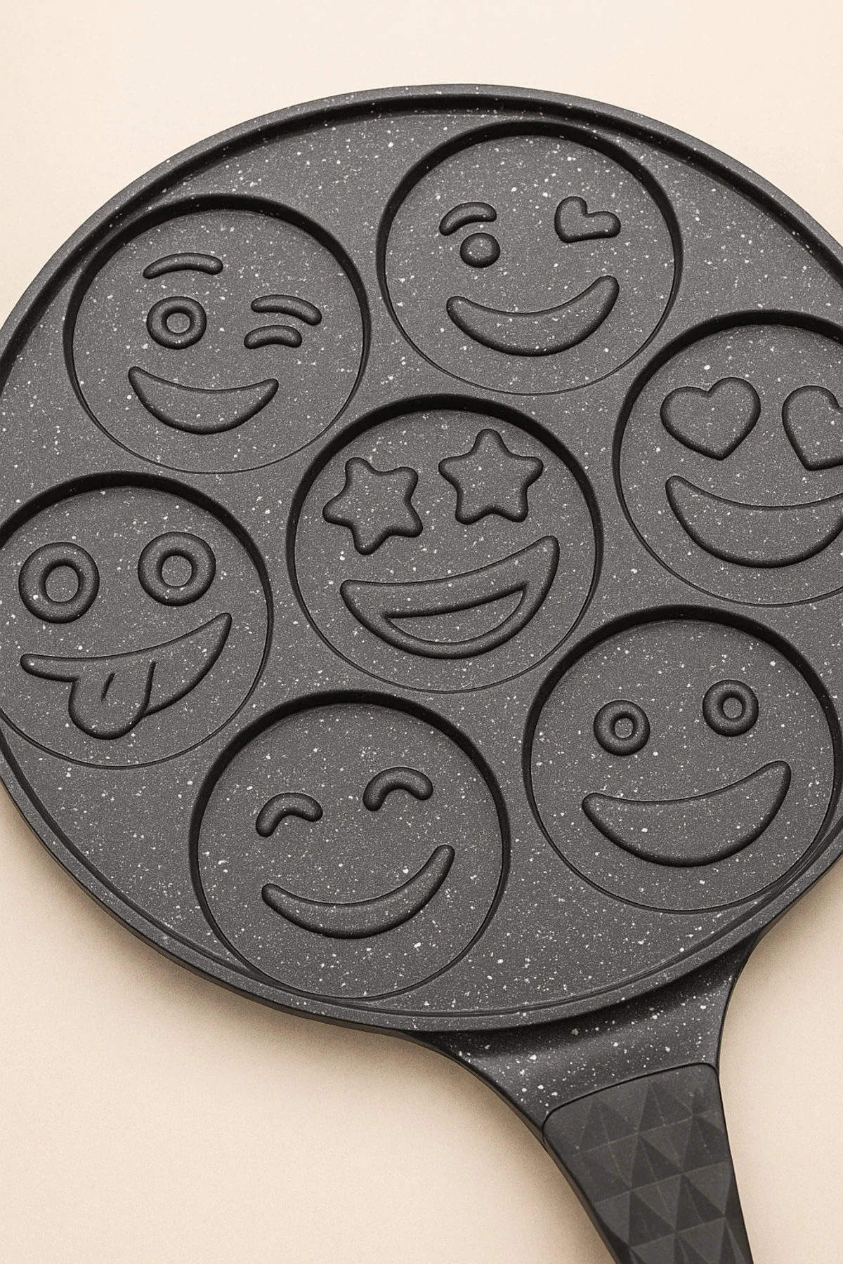 Emoji Granit Pankek Tava 28 cm | 7’li Gülücük Desenli Döküm Tava