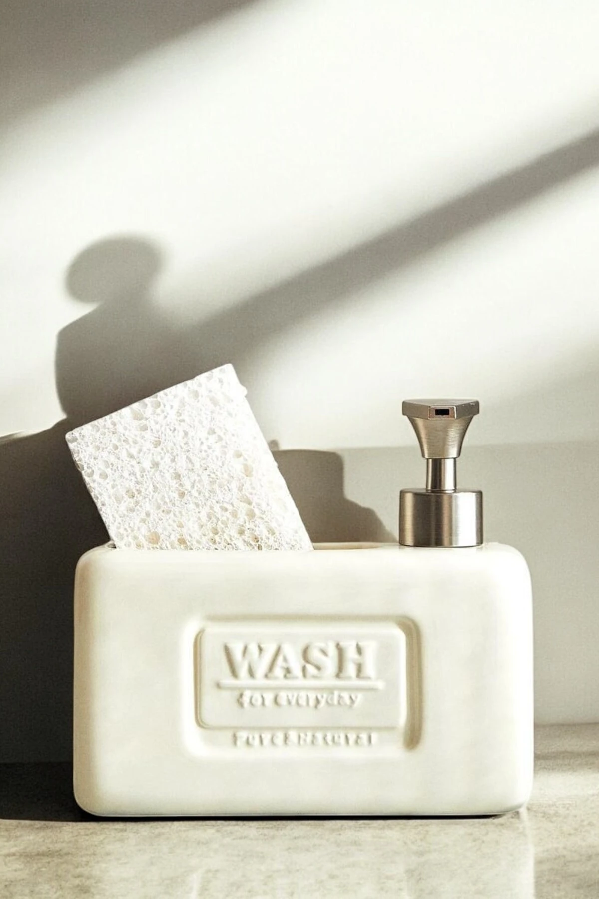 Sünger Hazneli Mutfak Sabunluk - 750 Ml Sıvı Sabunluk Seti - bej