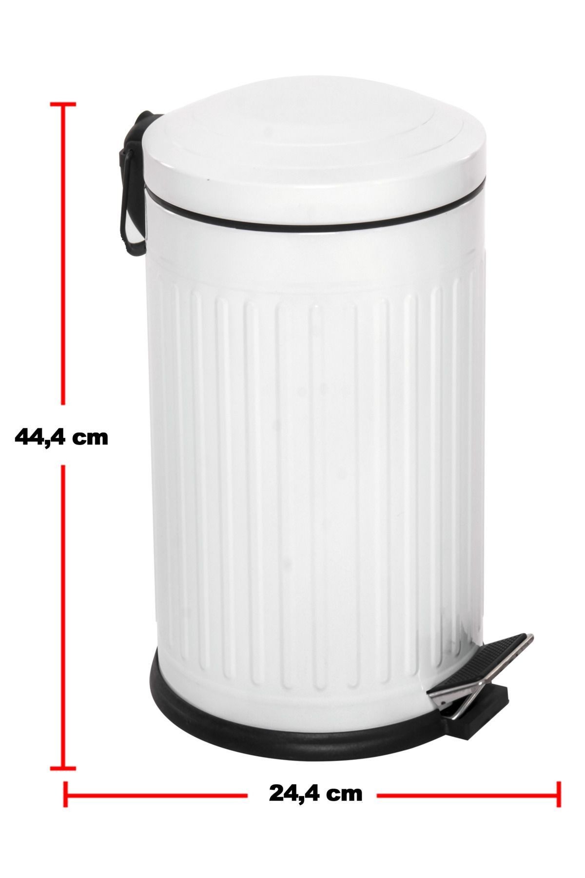 Vintage Pedallı Çöp Kovası - Mutfak Çöp Kovası - Banyo Çöp Kovası (16lt) - beyaz