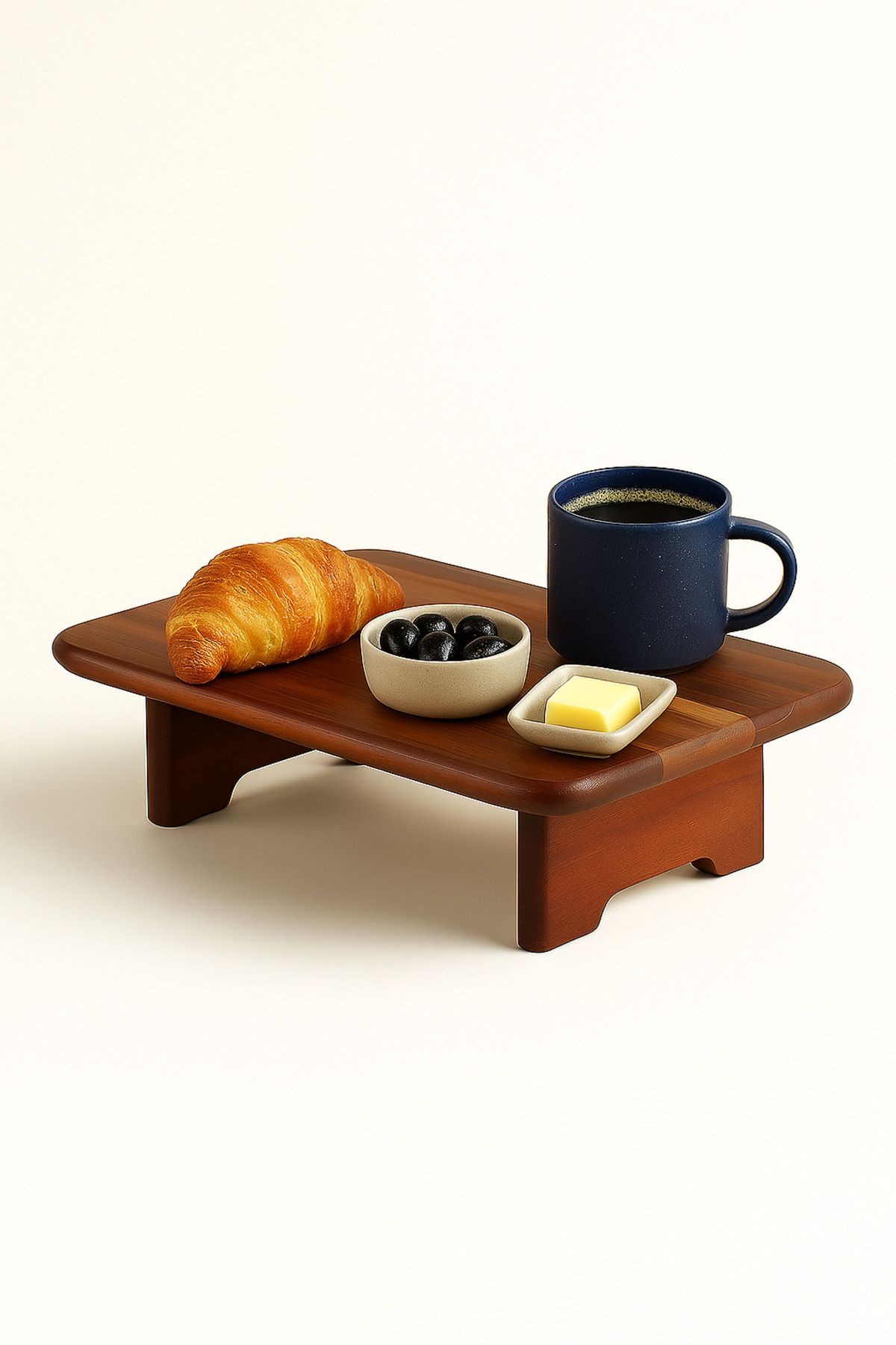 Dikdörtgen Ayaklı Akasya Sunumluk – 34x25 cm Doğal Ahşap Servis ve Dekor Standı