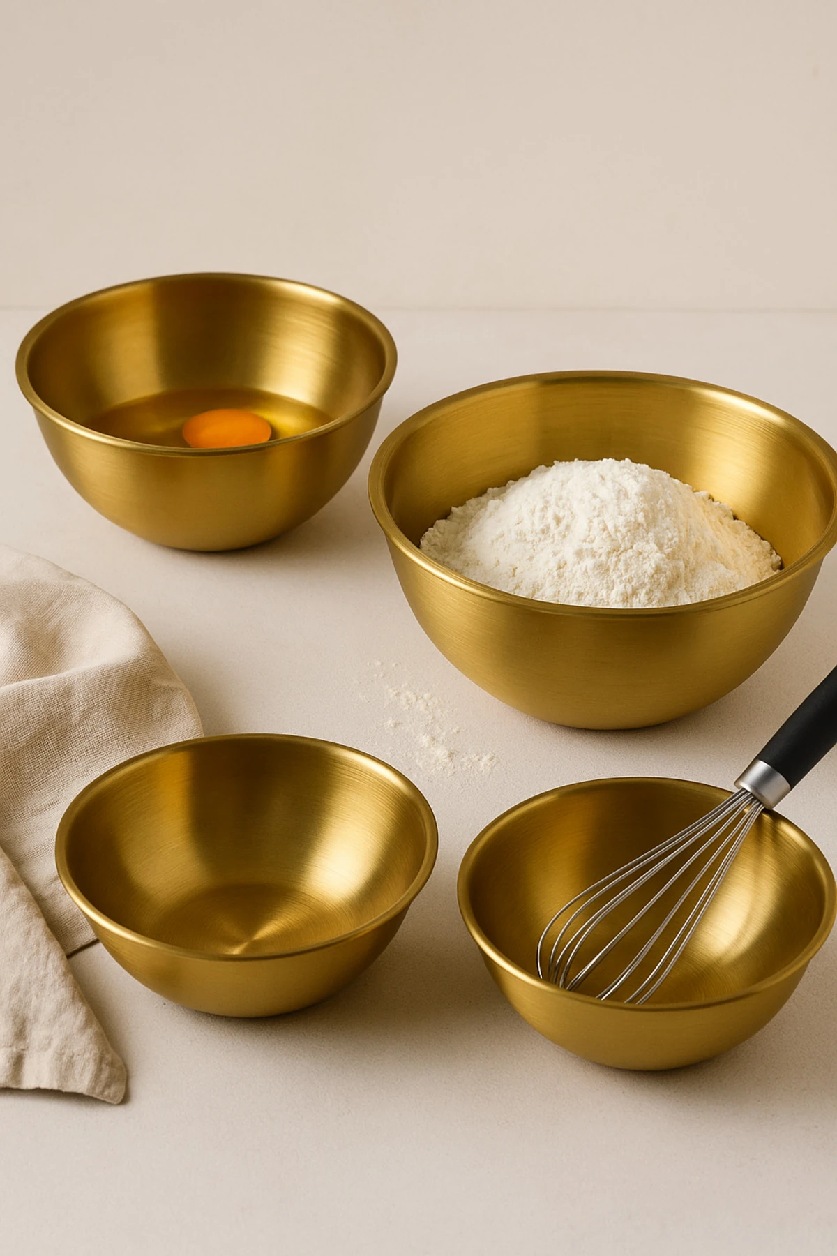 4’lü Gold Paslanmaz Çelik Kase Seti | Salata ve Karıştırma Kaseleri Seti