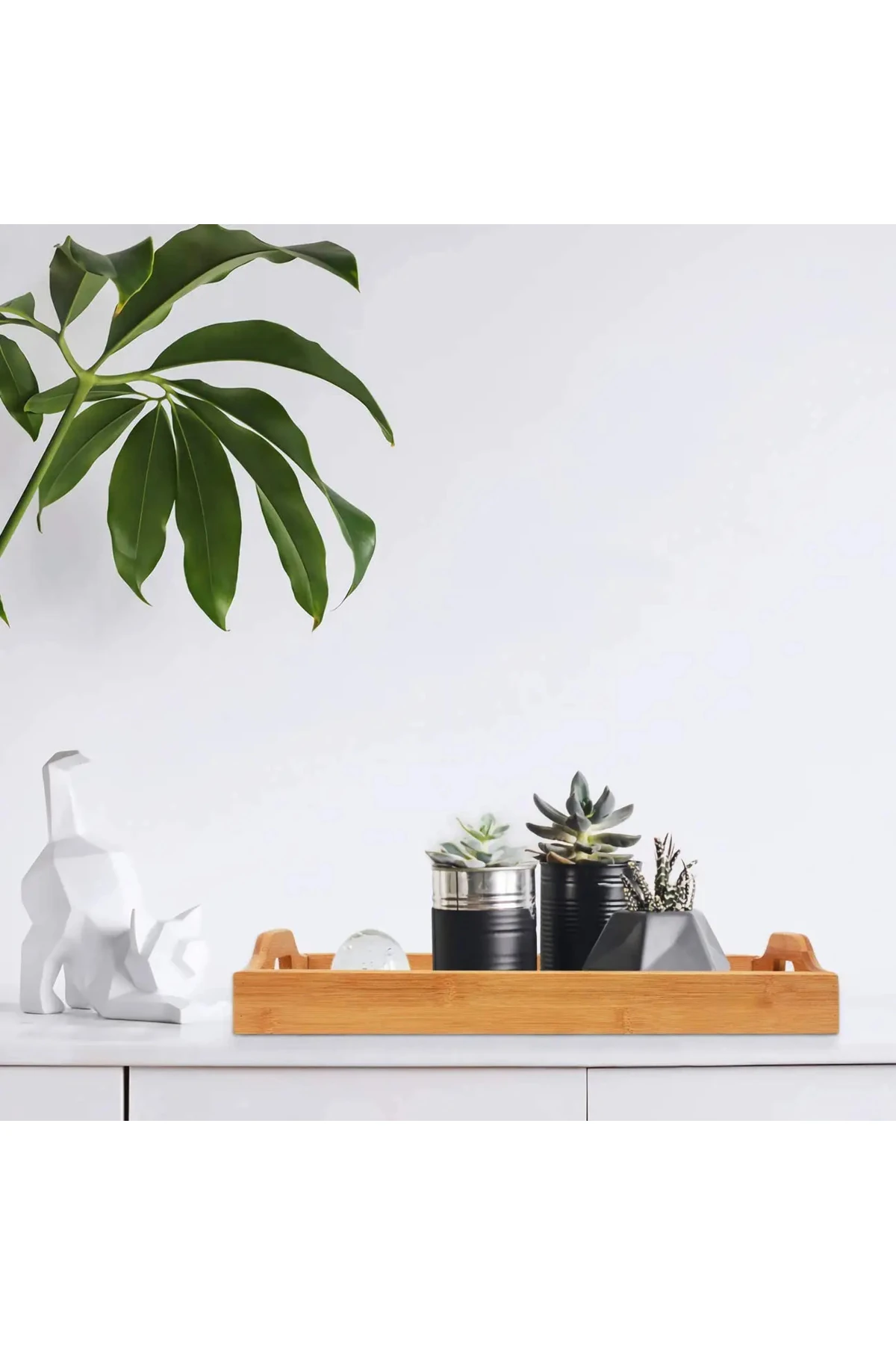 Doğal 3’lü Bambu Tepsi Seti – Çok Amaçlı Servis ve Kahvaltı Tepsisi