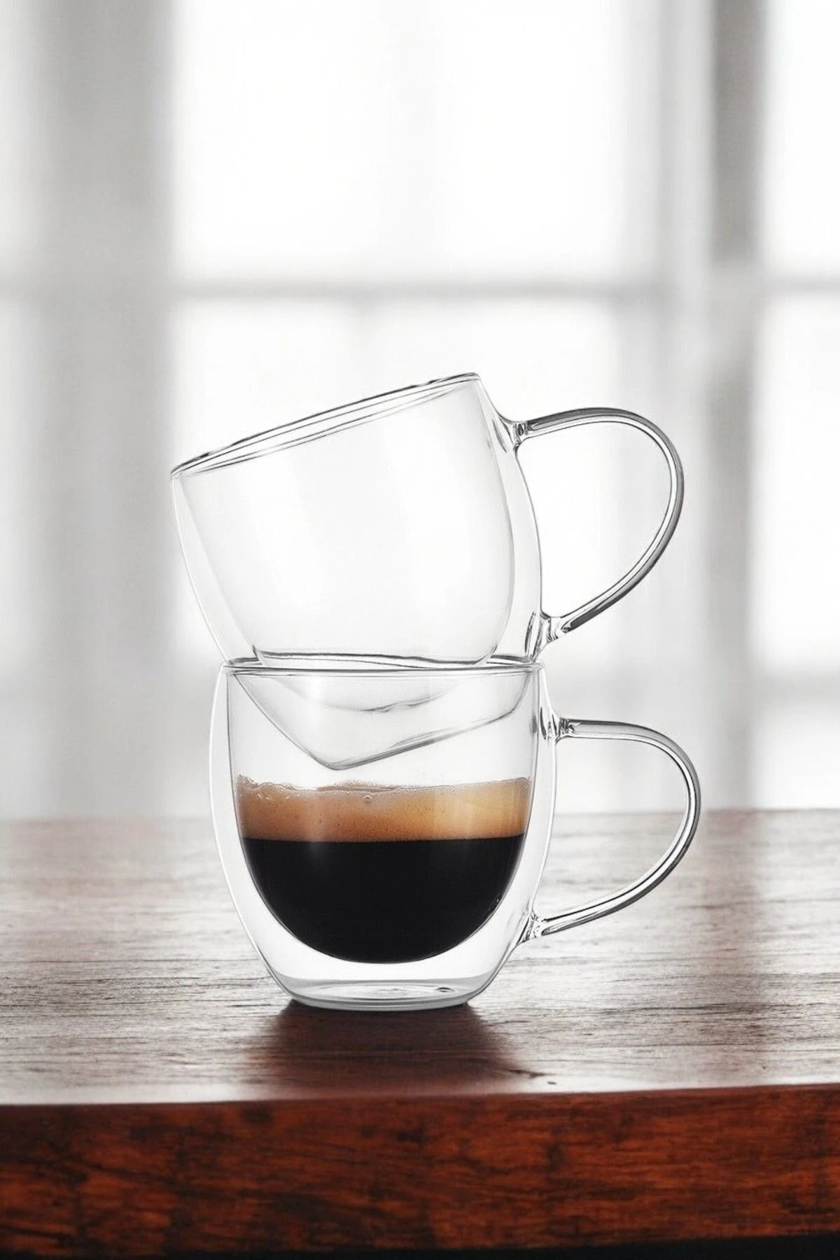 2’li Çift Cidarlı Borosilikat Cam Kahve Bardağı - Isıya Dayanıklı